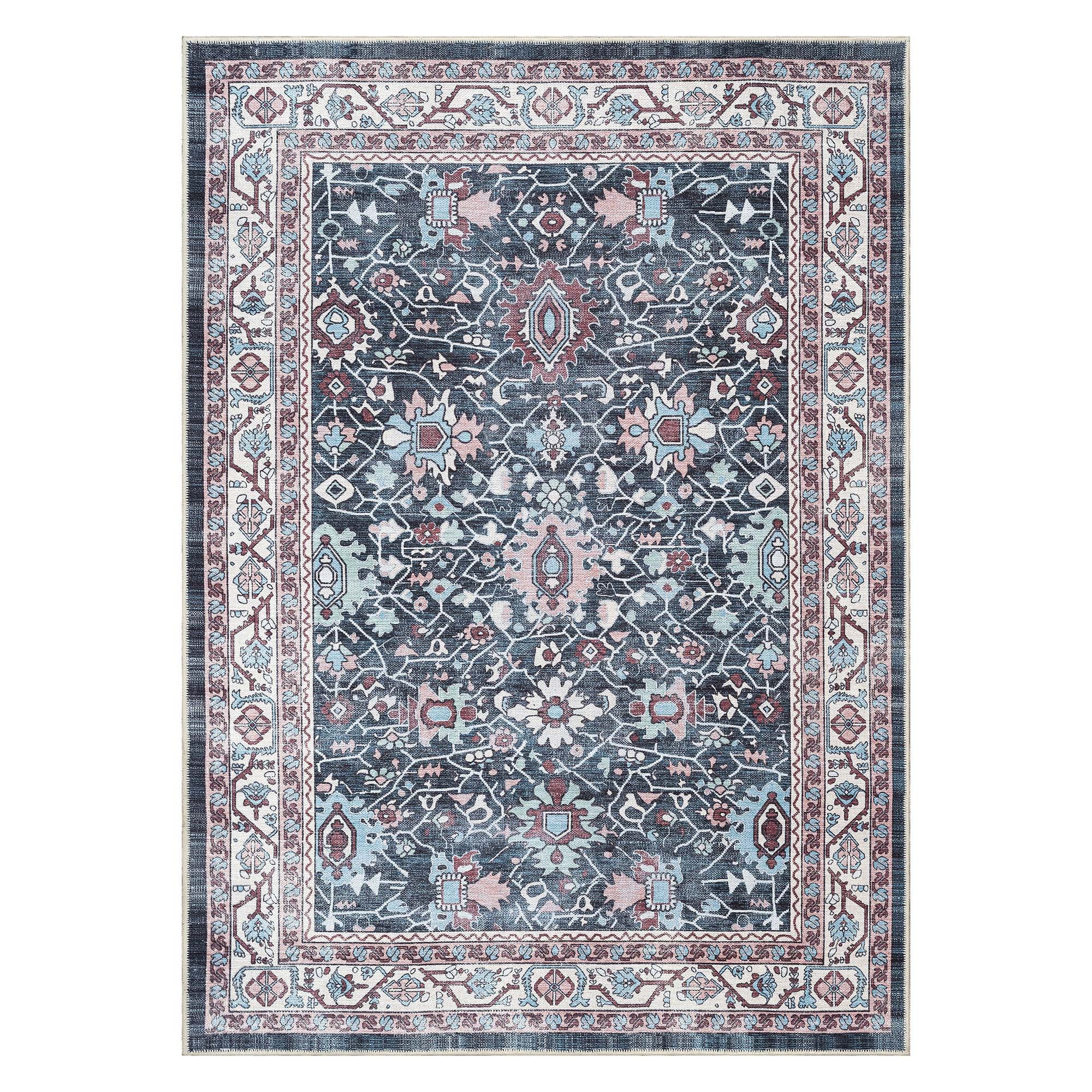Axelle Blue Turkish Oushak Vintage Rug