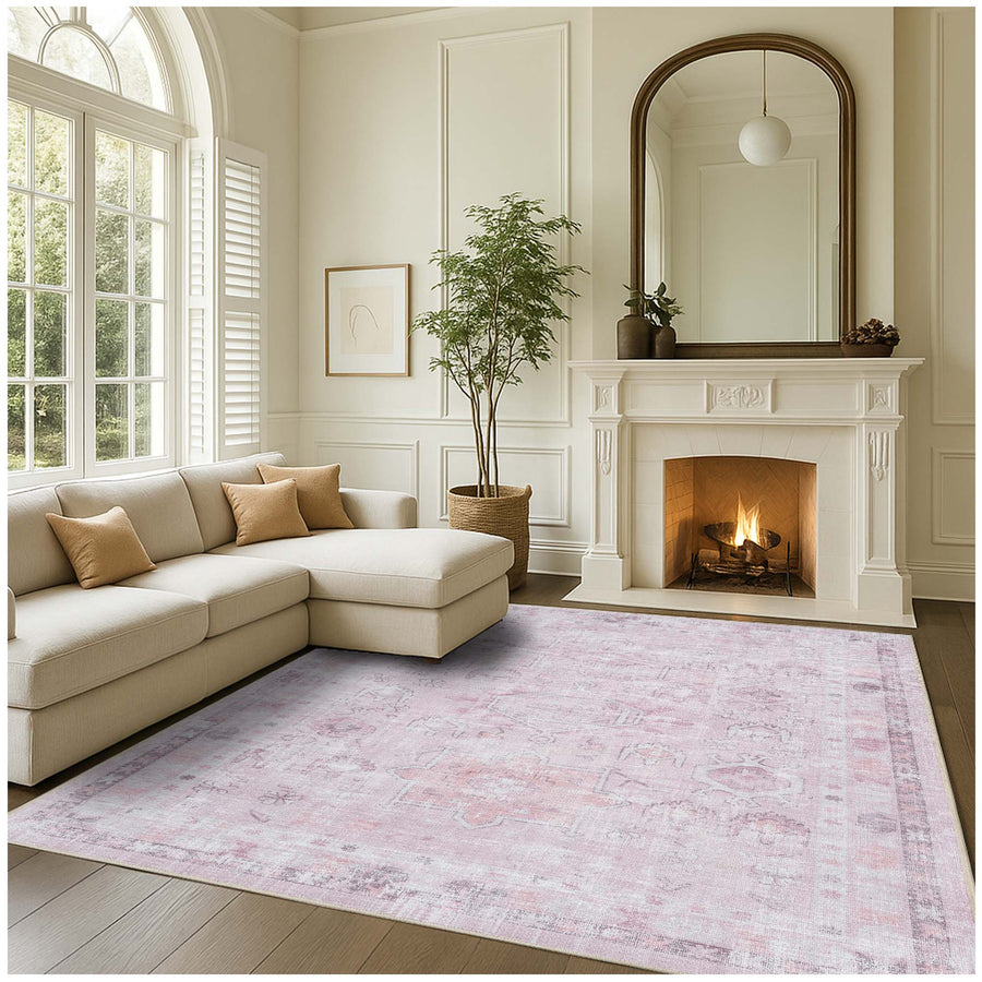 Leonie Pink Pale & Dusty Persian Vintage Rug