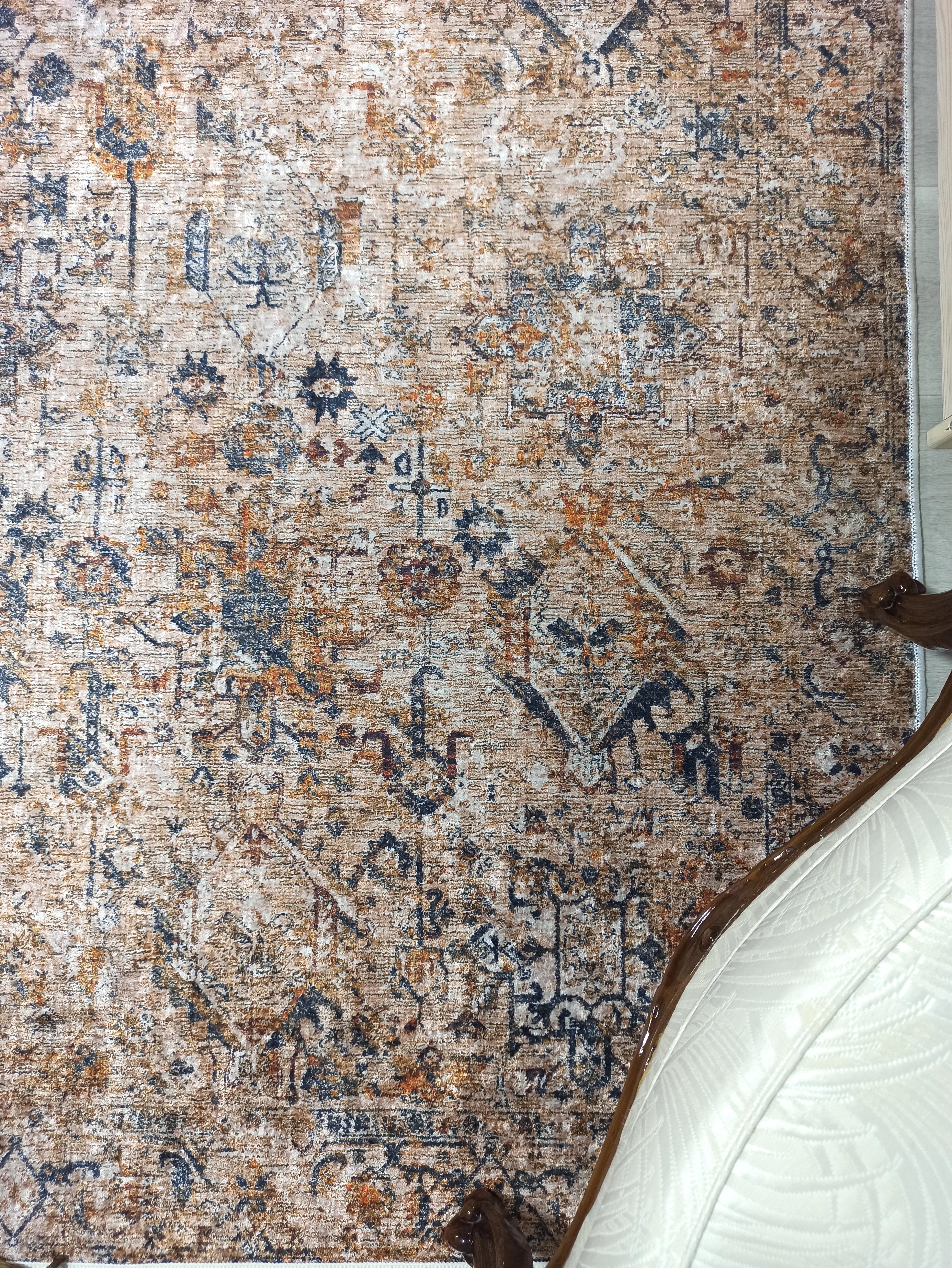 Persian Style Brown Beige Vintage Design Rug