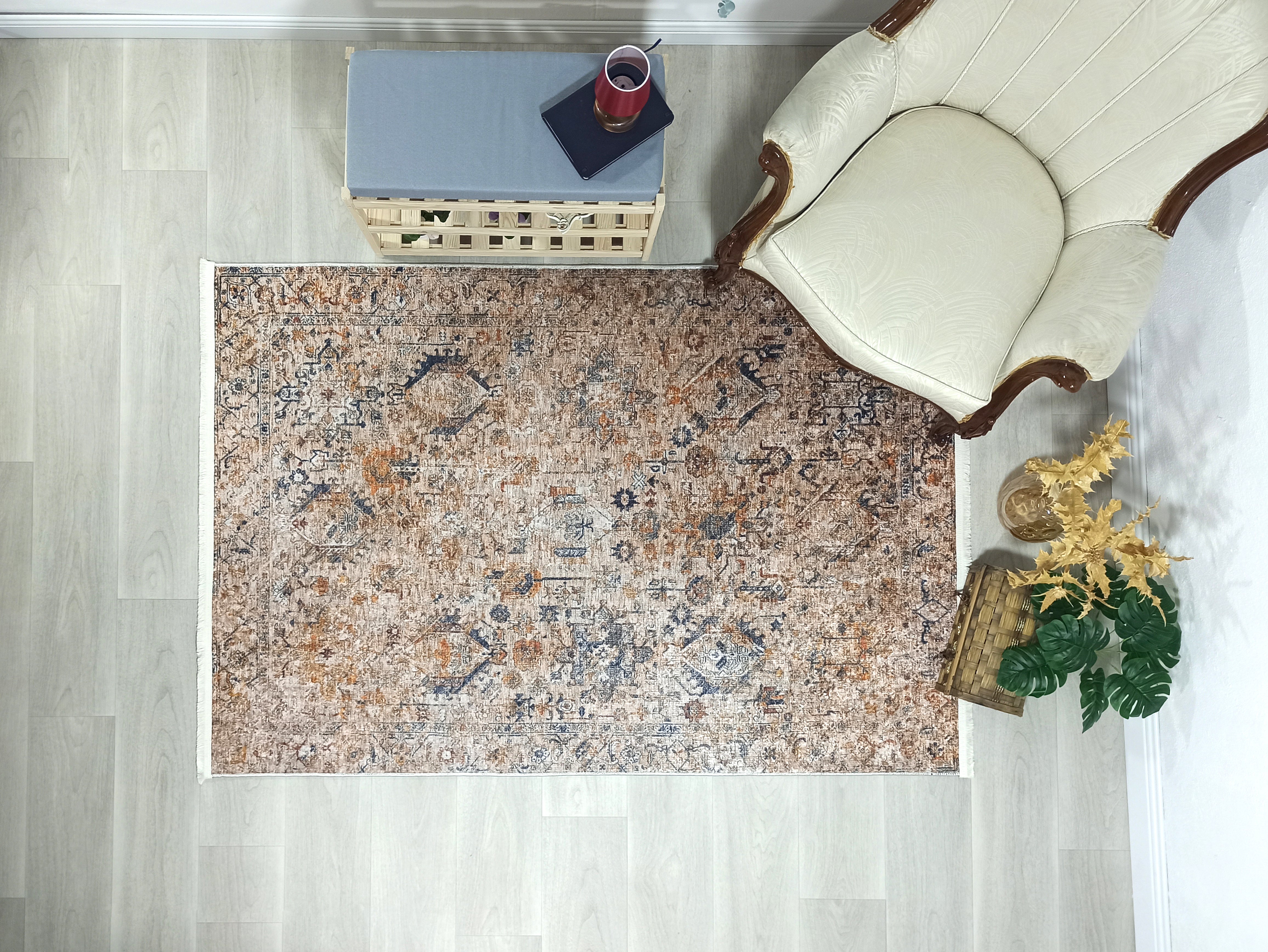 Persian Style Brown Beige Vintage Design Rug