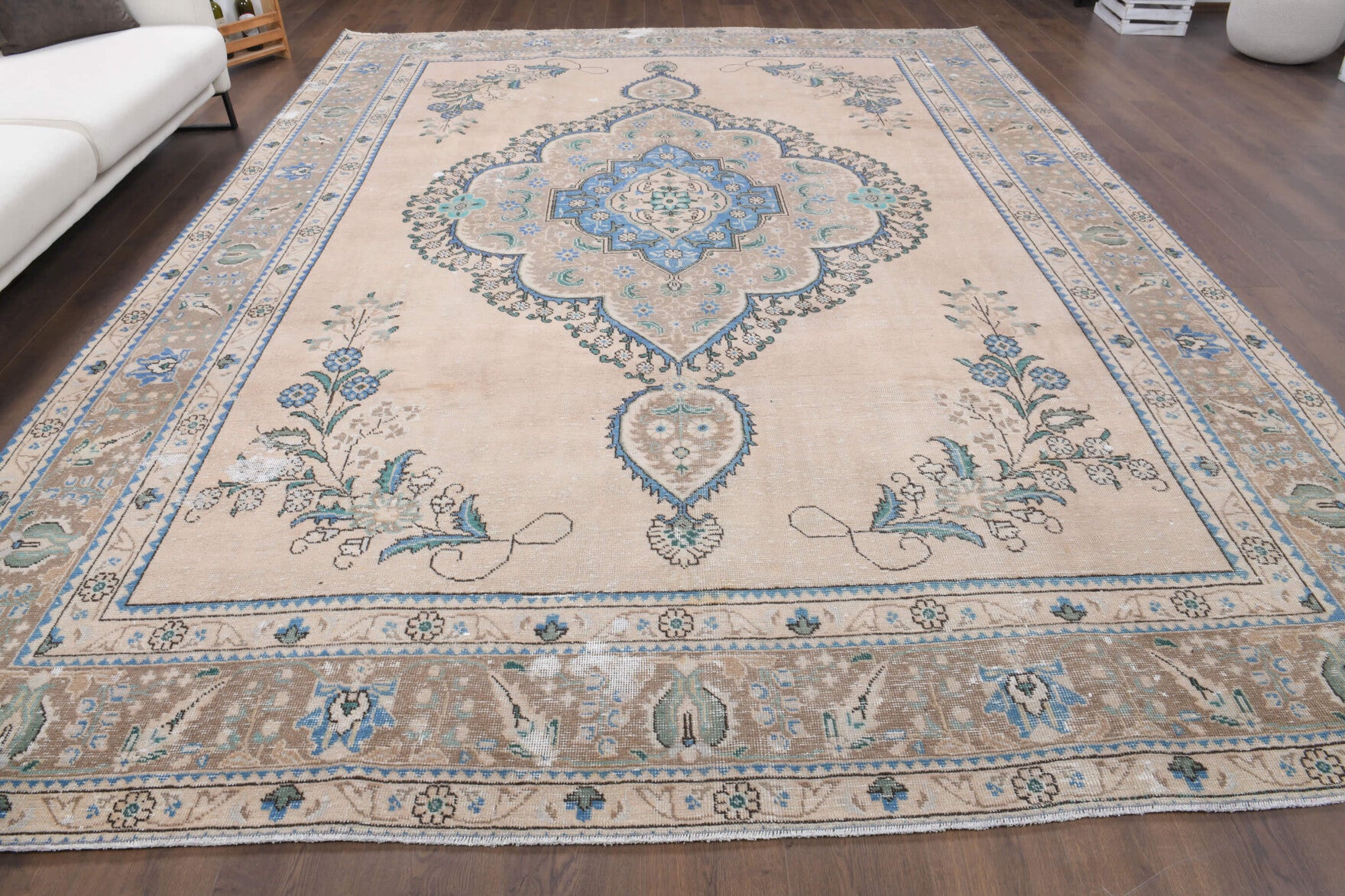 300x390 cm vintage Persian area rug – Denizgul, low pile, wool