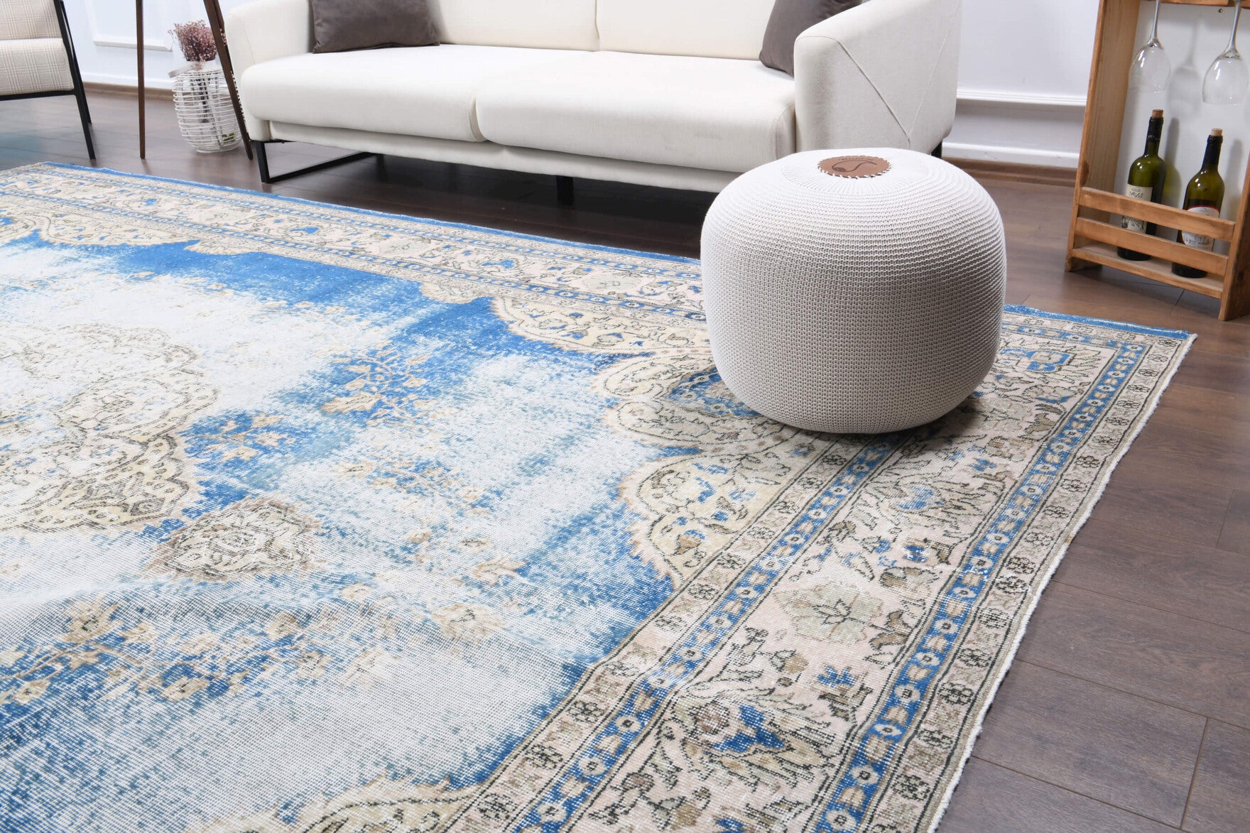 One-of-a-kind 1950s Anatolian distressed vintage area rug in wool, 10' x 12'10"
