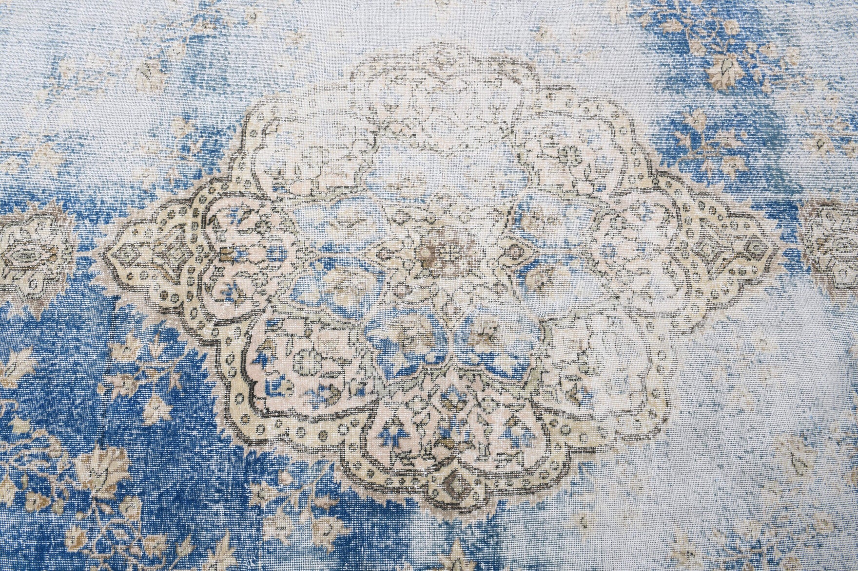 Authentic Anatolian distressed vintage area rug (1950s) with oriental design – one-of-a-kind at Fame Rugs