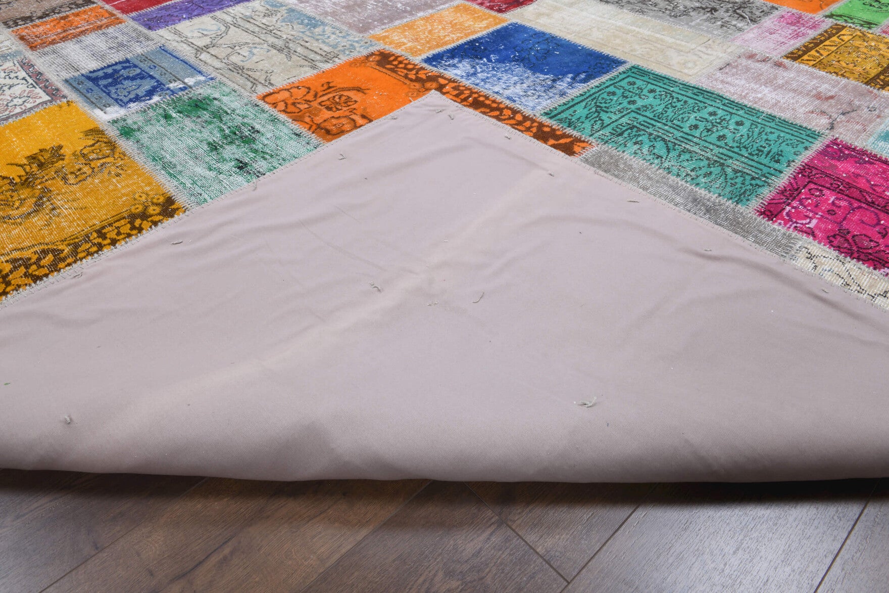 Handmade wool rug from Anatolia, Turkey – Vintage Patchwork Oversized Area Rug 9'11" x 12'10"