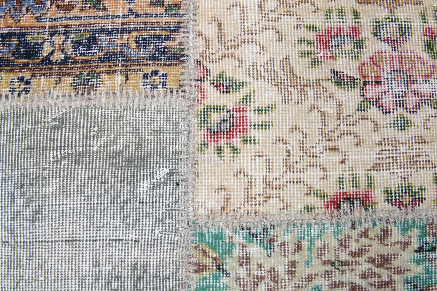 One-of-a-kind 1970s Anatolian vintage patchwork area rug in wool, 9'11" x 13'2"