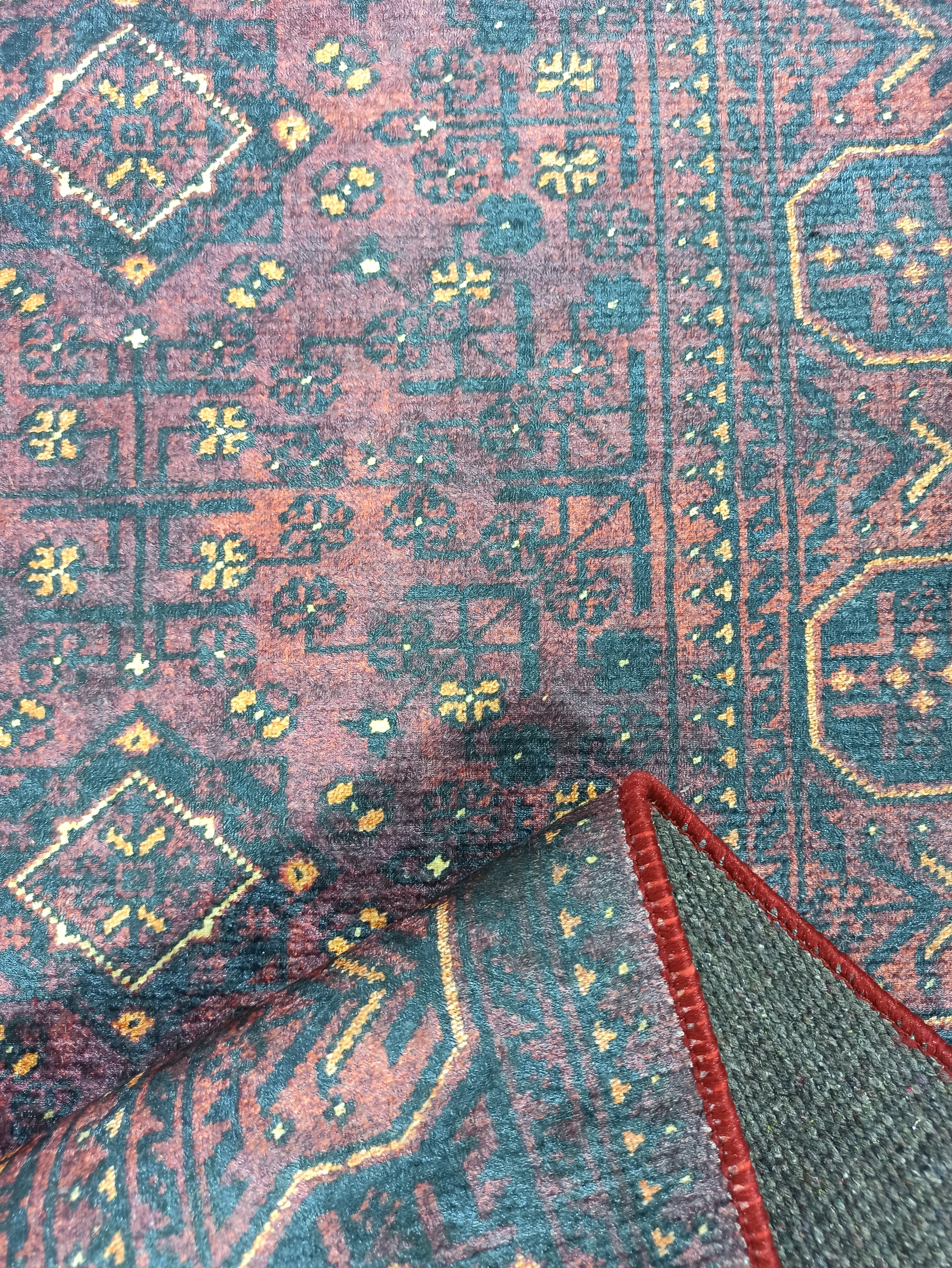 Turkish Oushak Traditional Mid-century Red Navy Blue Rug