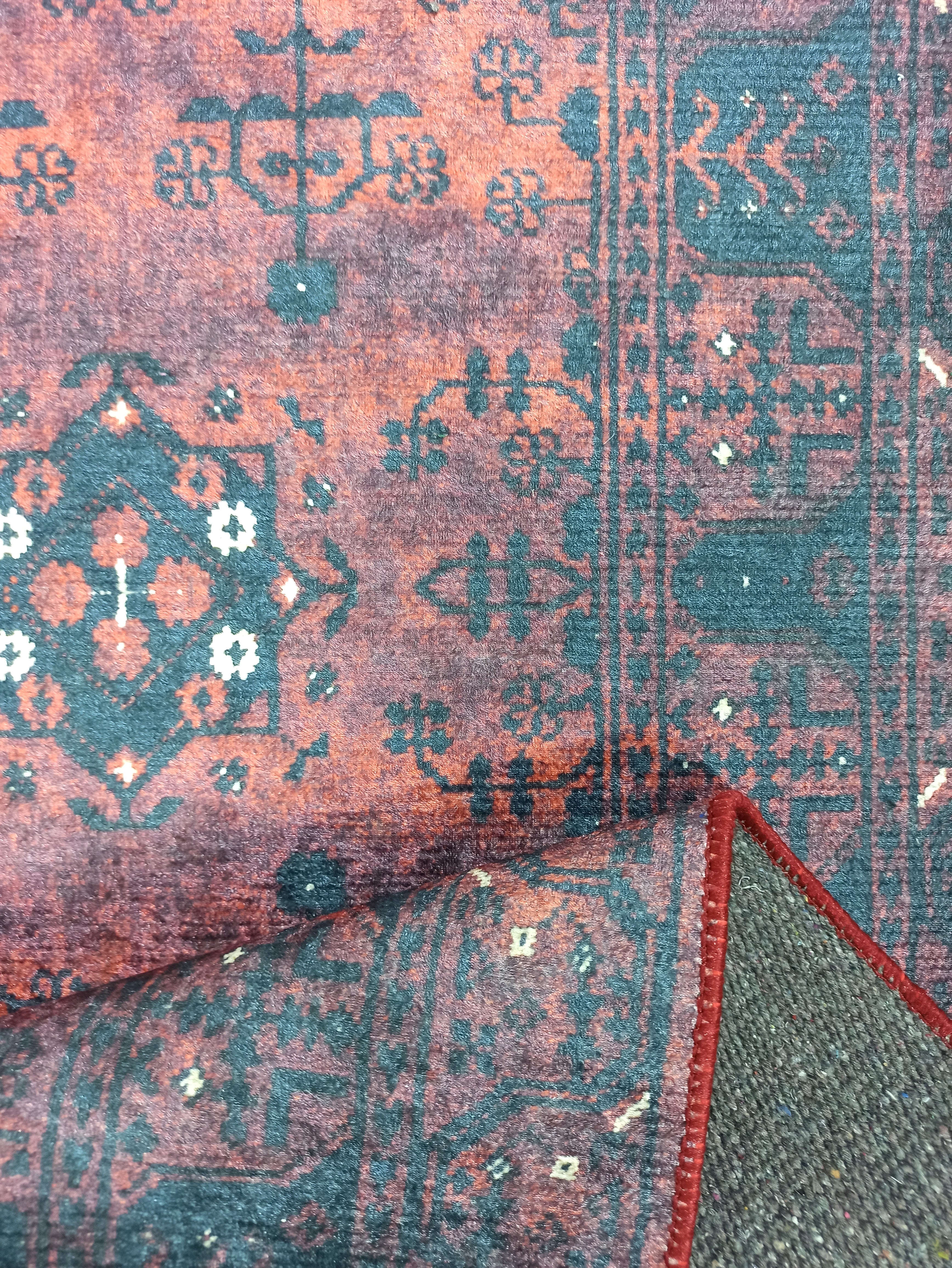 Turkish Oushak Farmhouse Decor Red Navy Blue Rug