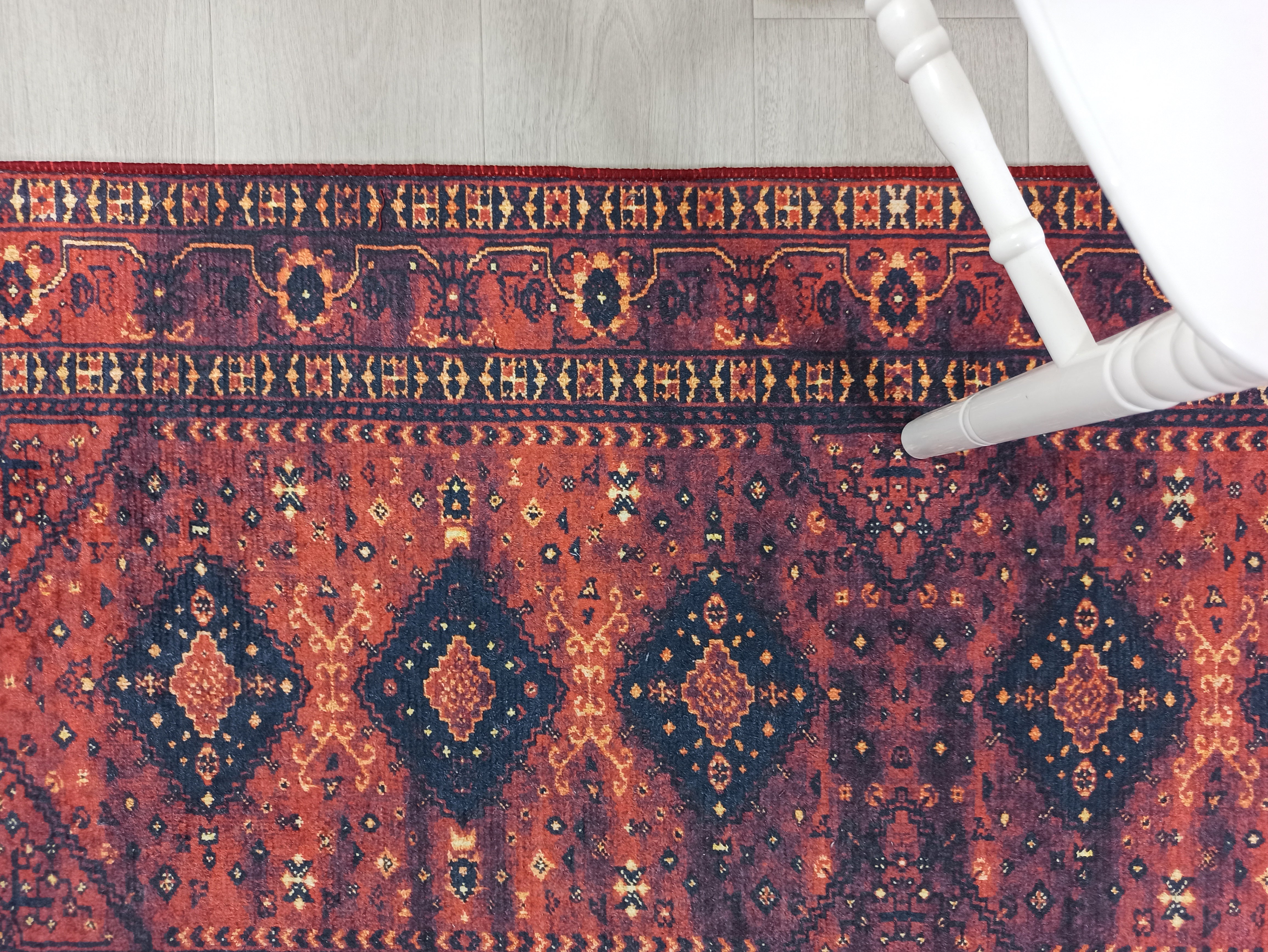 Turkish Oriental Design Red Navy Blue Rug