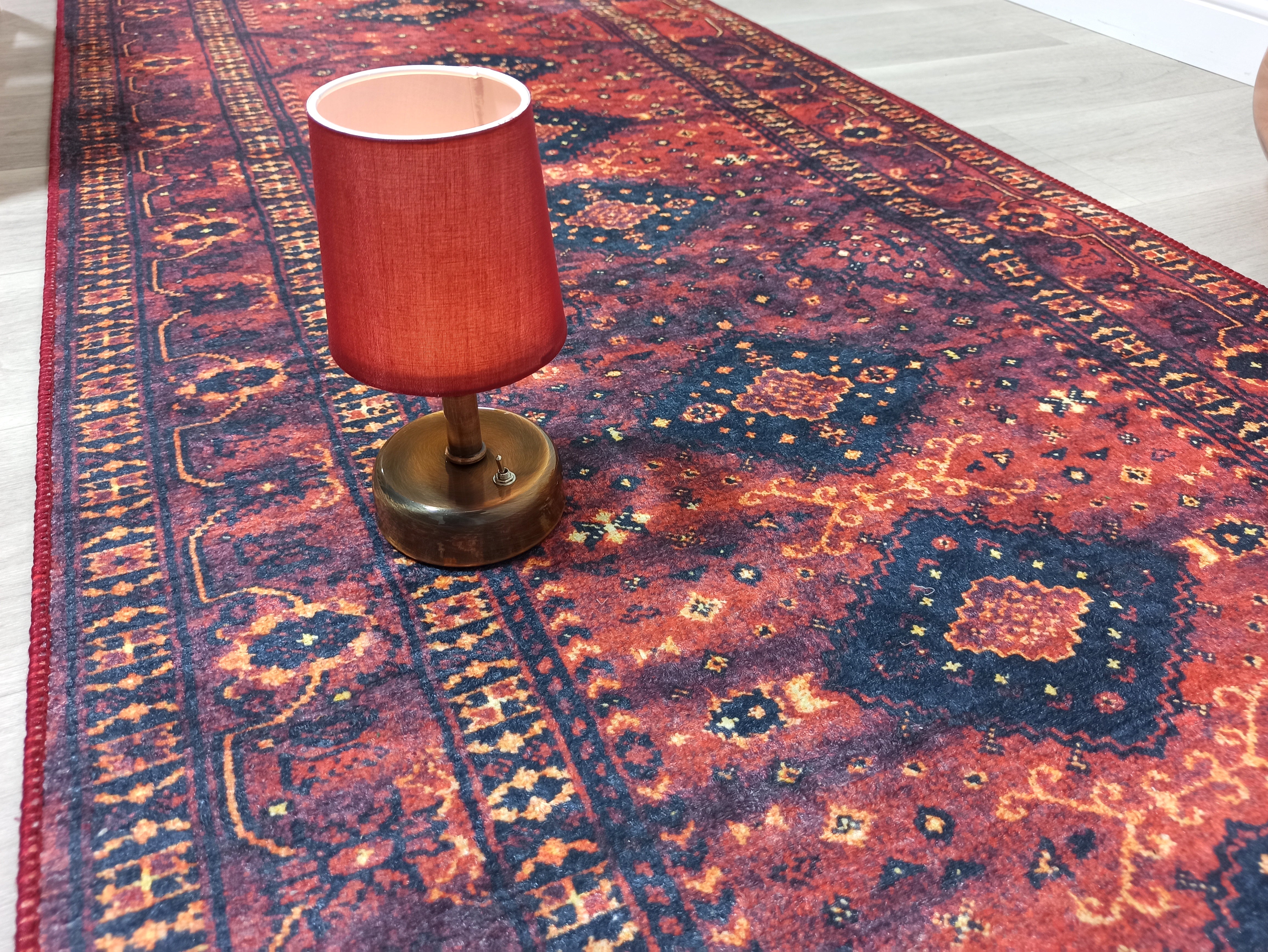 Turkish Oriental Design Red Navy Blue Rug