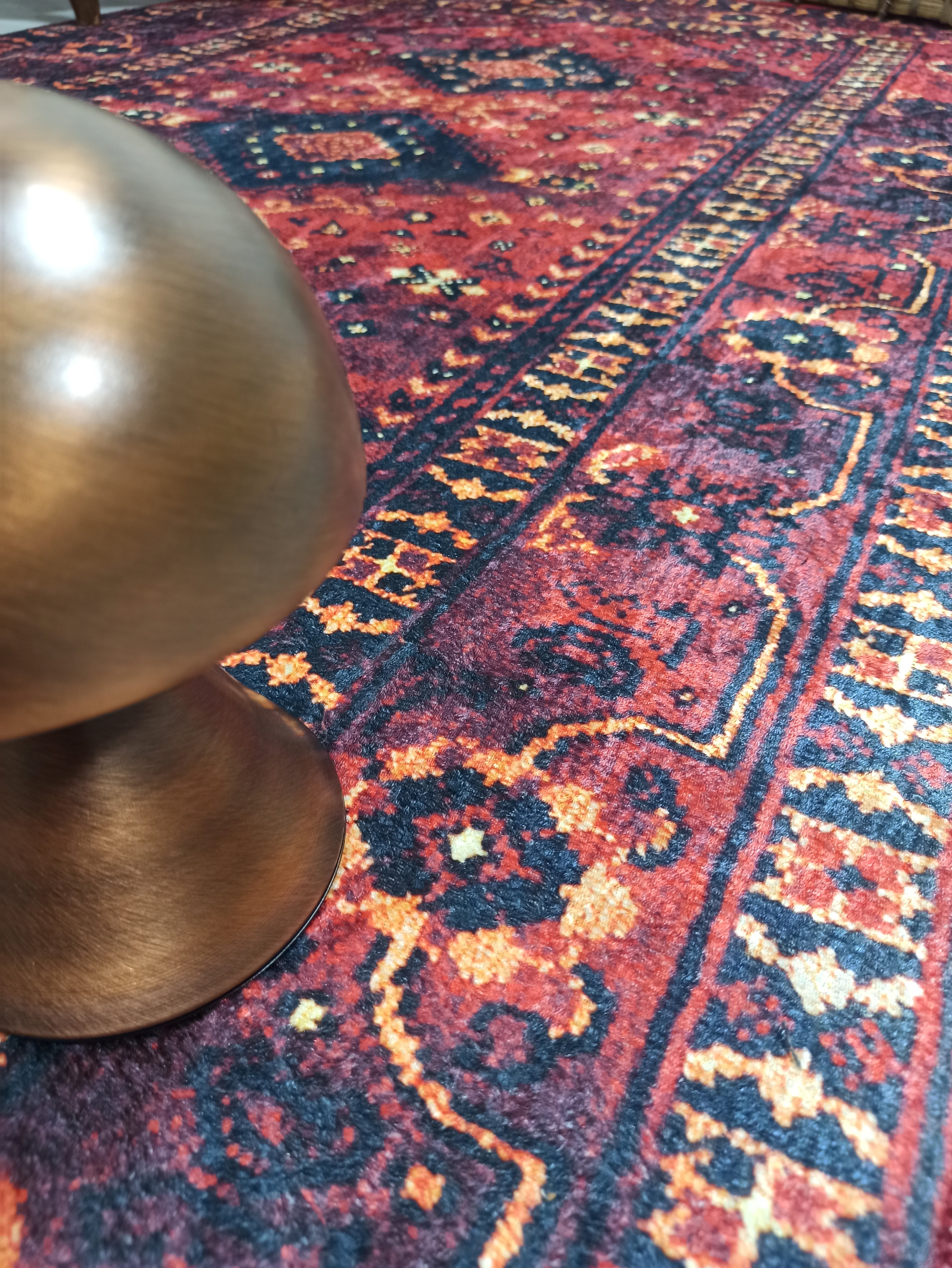 Turkish Oriental Design Red Navy Blue Rug