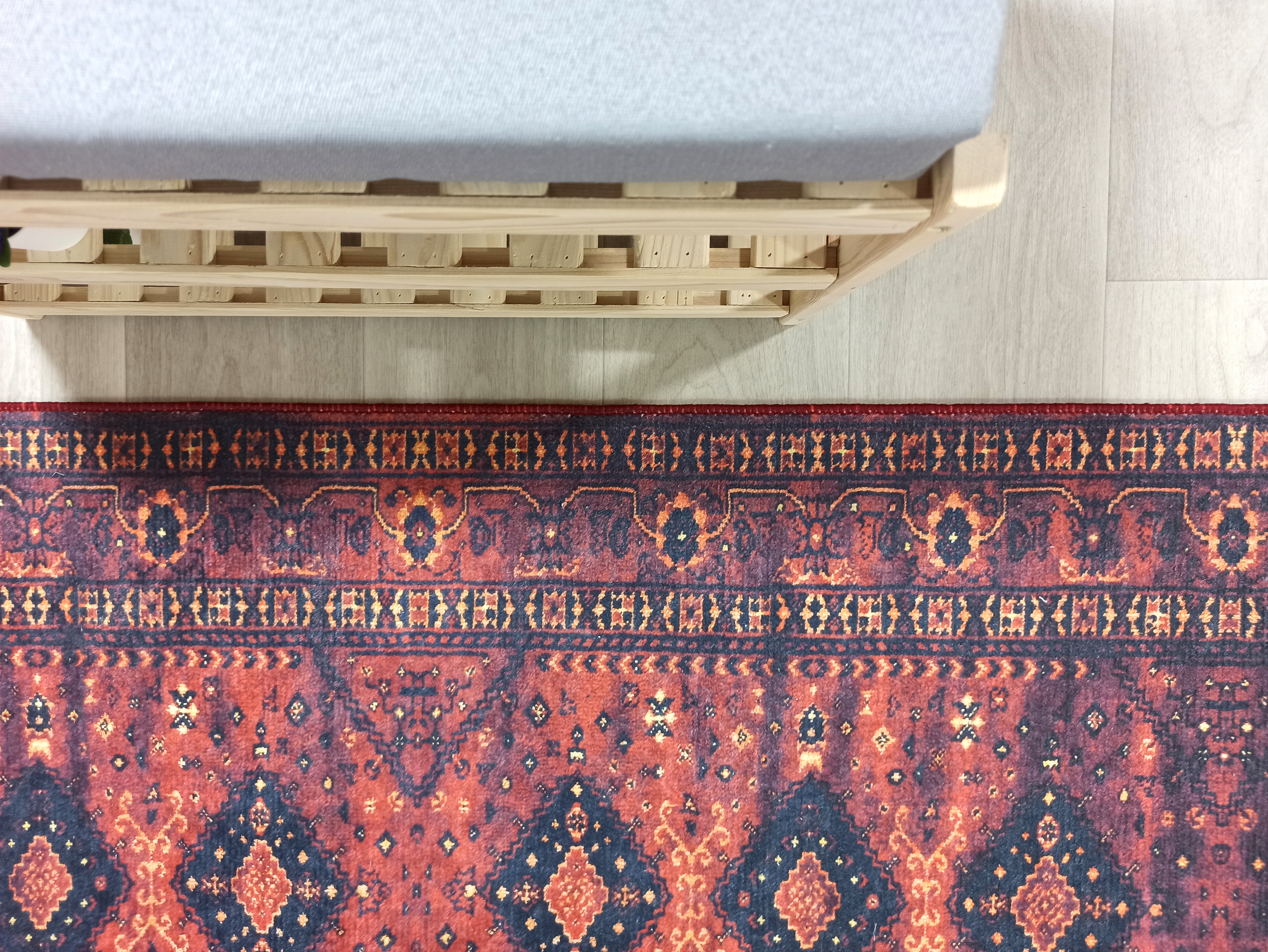 Turkish Oriental Design Red Navy Blue Rug