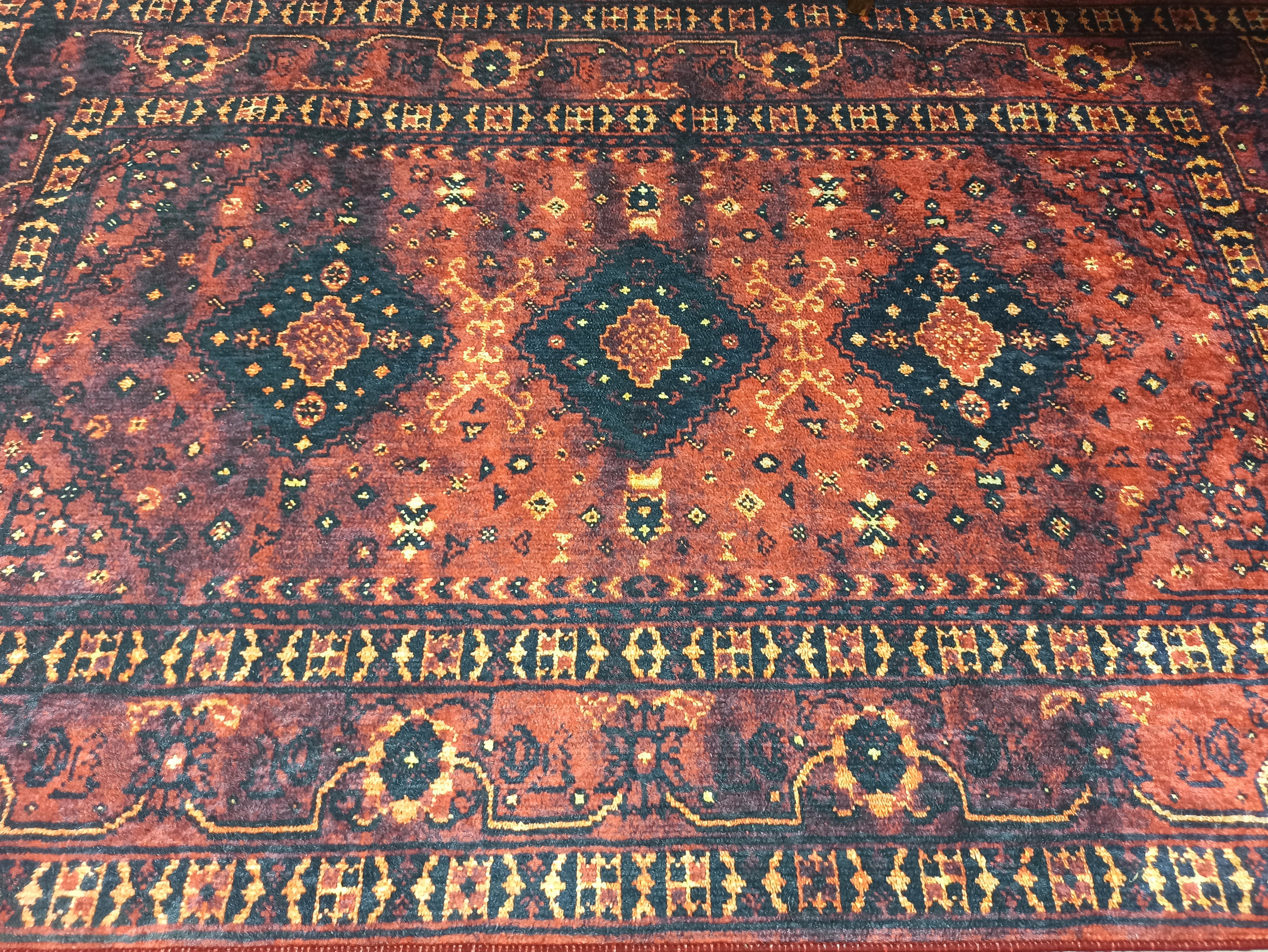 Turkish Oriental Design Red Navy Blue Rug