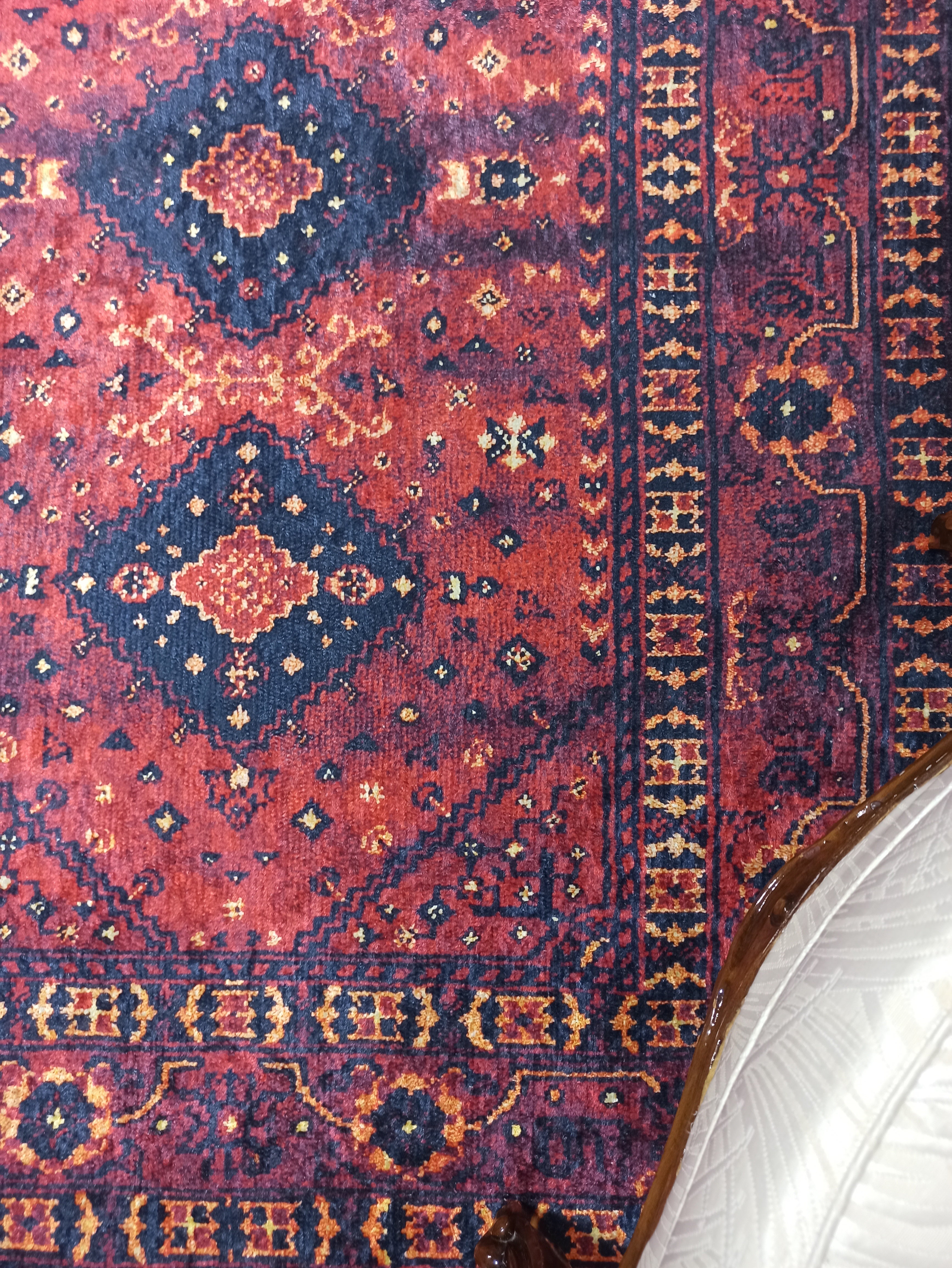 Turkish Oriental Design Red Navy Blue Rug