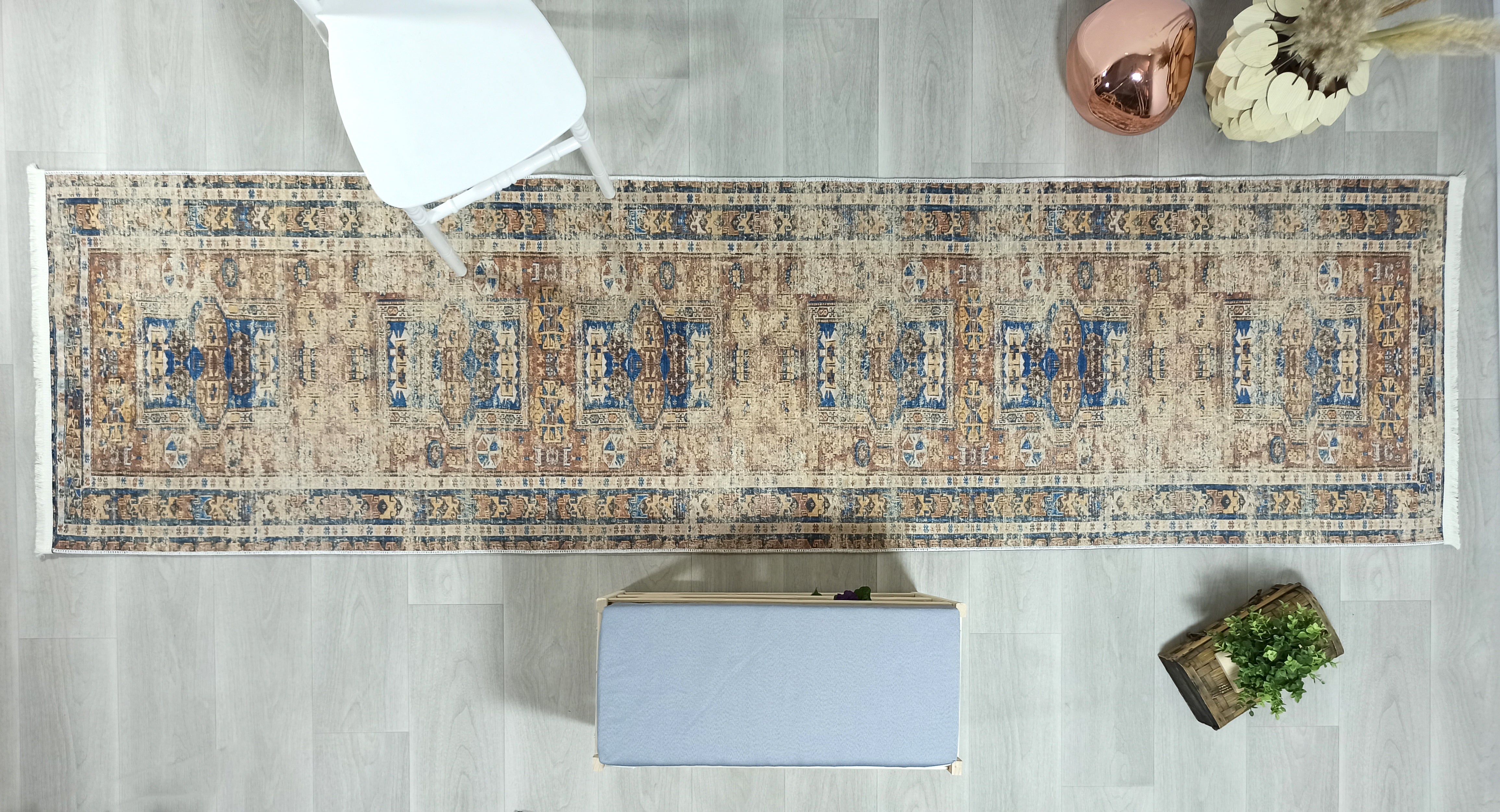 Persian Style Brown Beige Vintage Design Rug