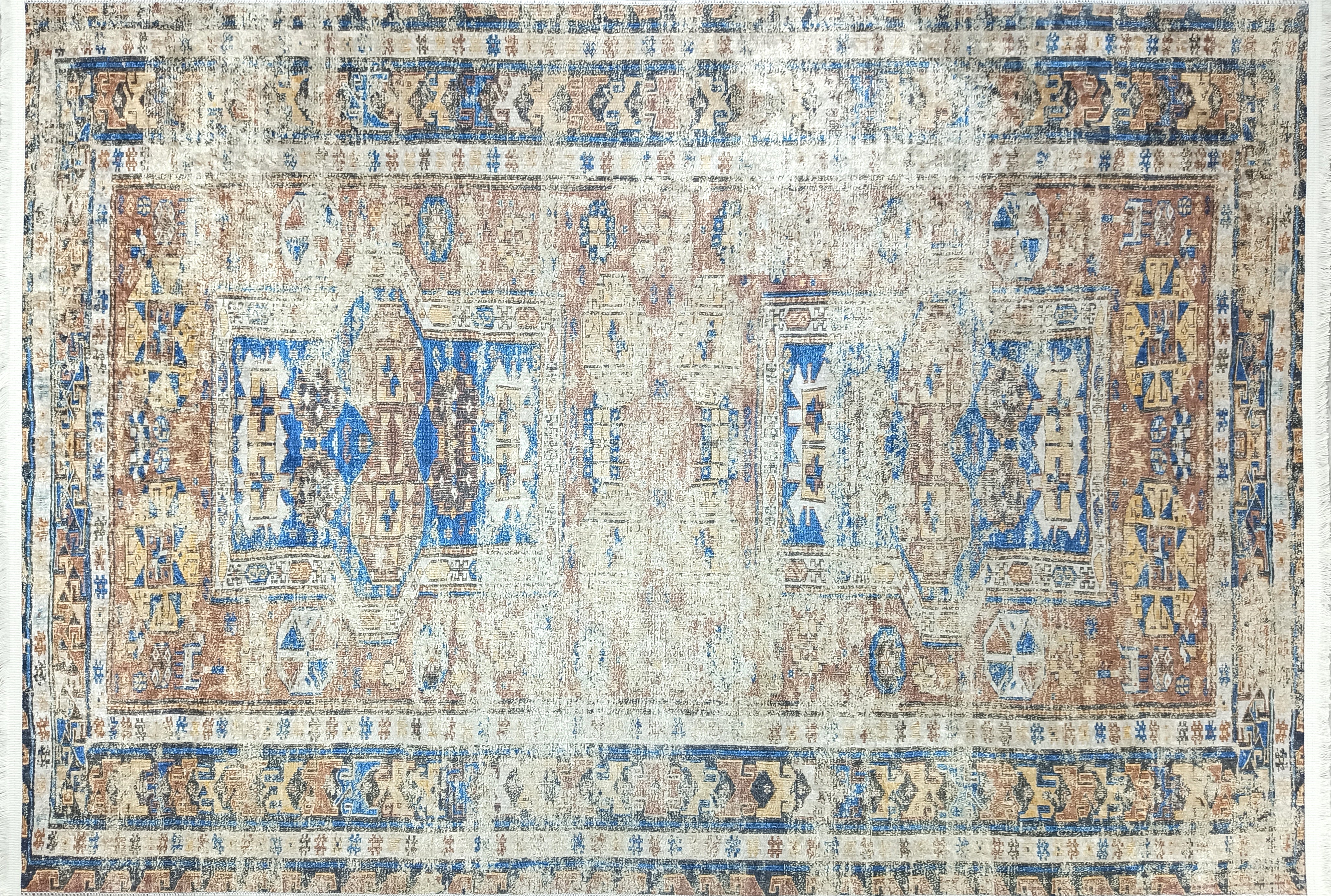 Persian Style Brown Beige Vintage Design Rug