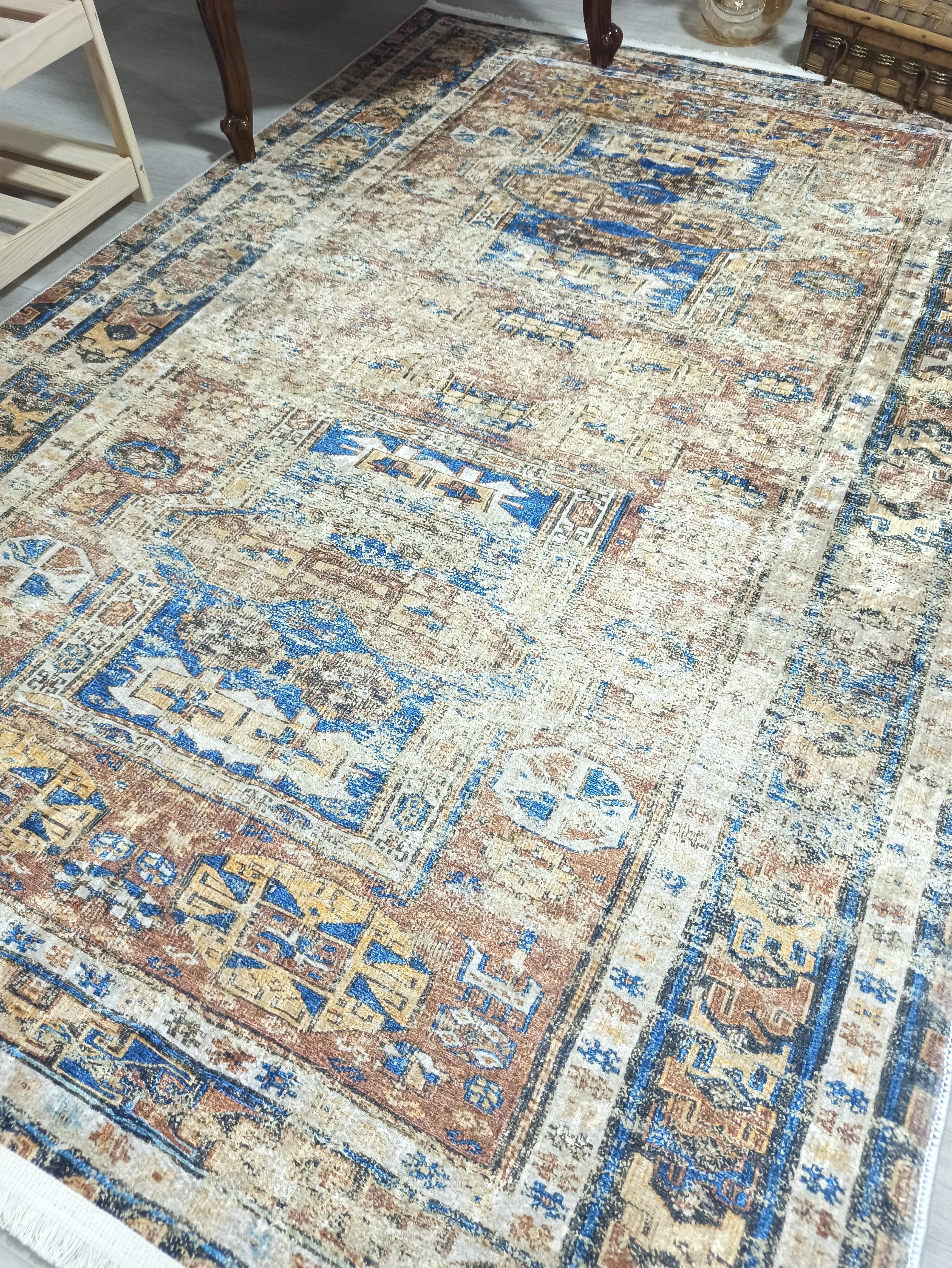 Persian Style Brown Beige Vintage Design Rug