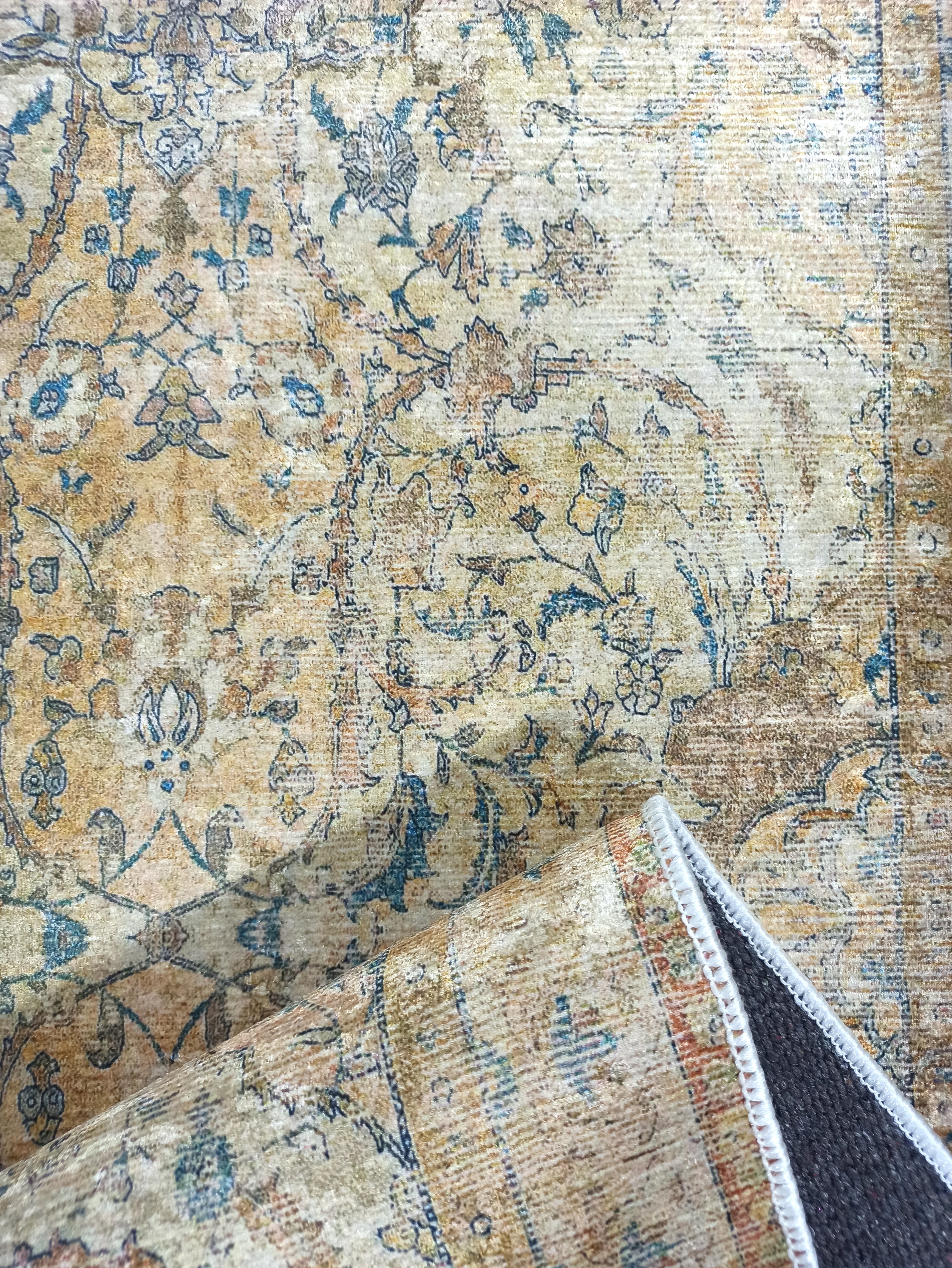 Persian Style Beige Blue Vintage Design Rug