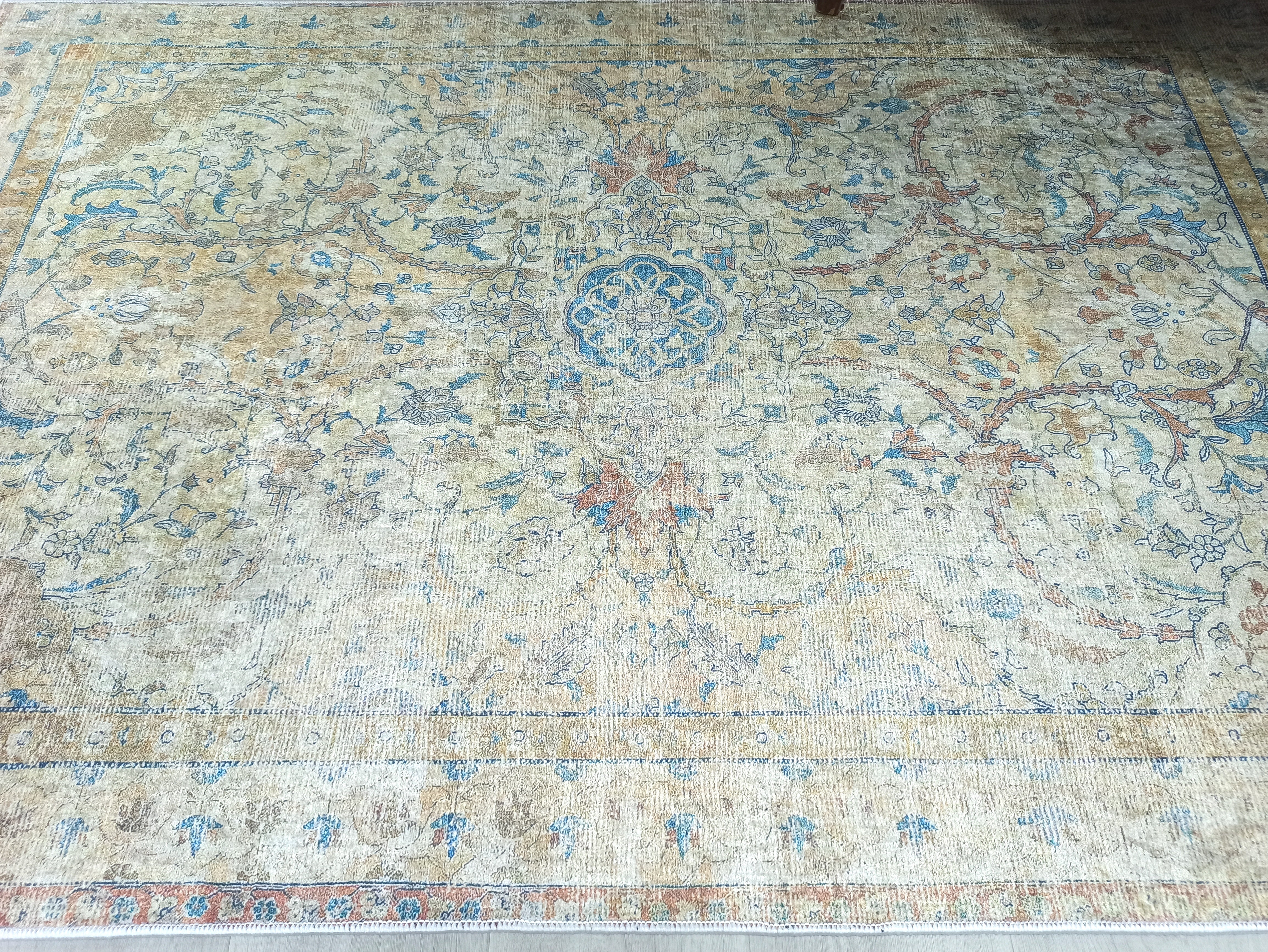 Persian Style Beige Blue Vintage Design Rug