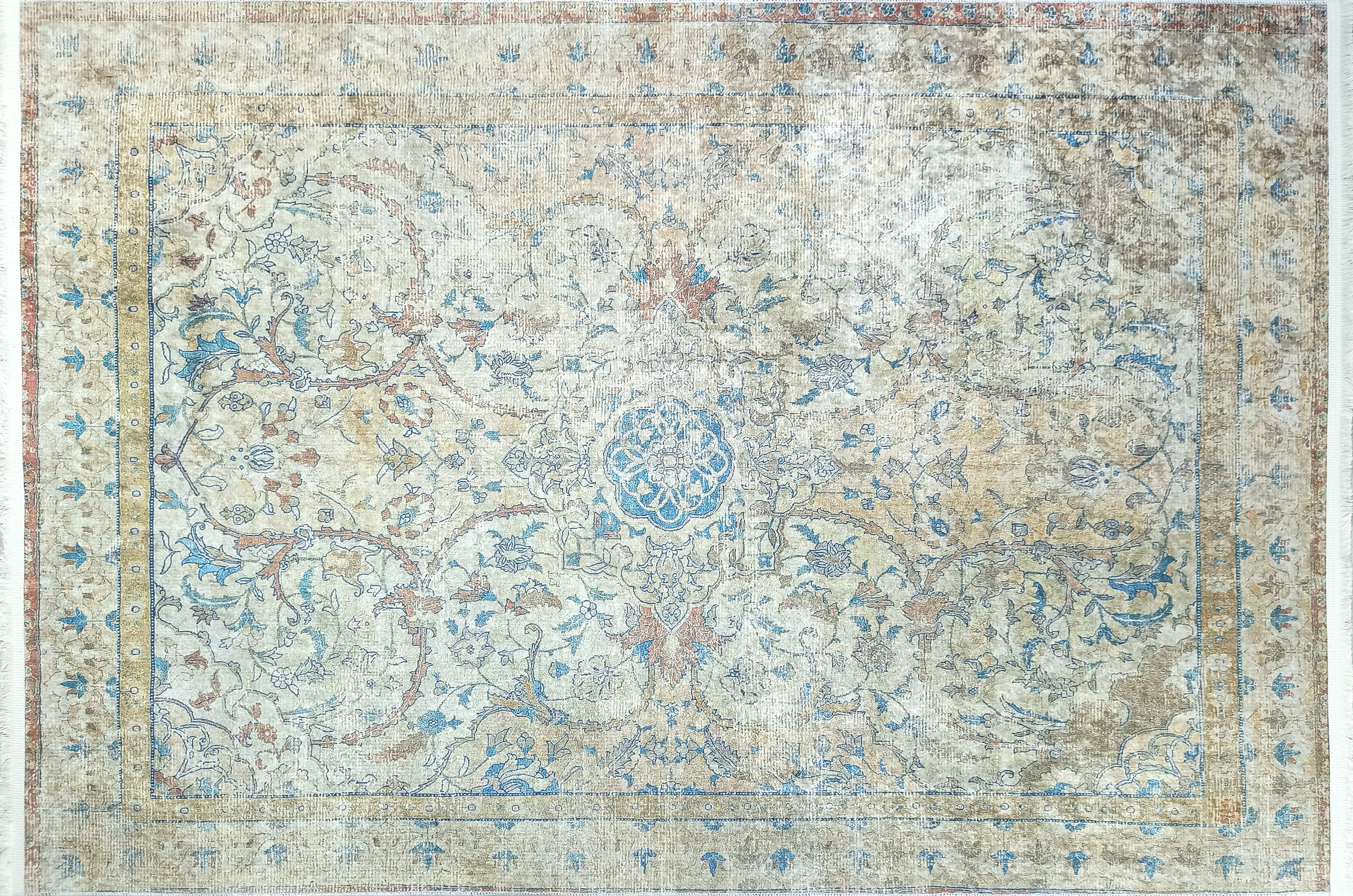Persian Style Beige Blue Vintage Design Rug