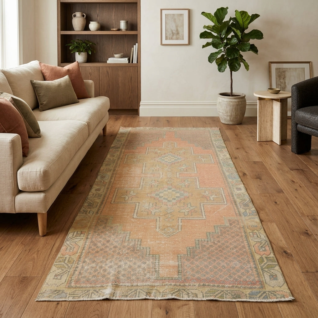 Pattern on the Sabahefruz vintage area rug – handmade in Turkey