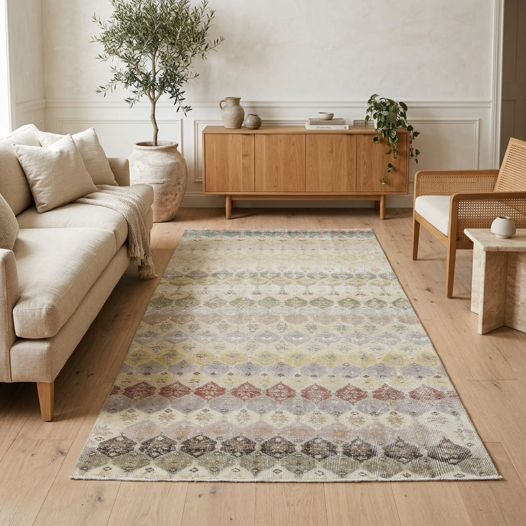 Floral pattern on the Philocharis Aliye antique washed vintage area rug – handmade in Turkey