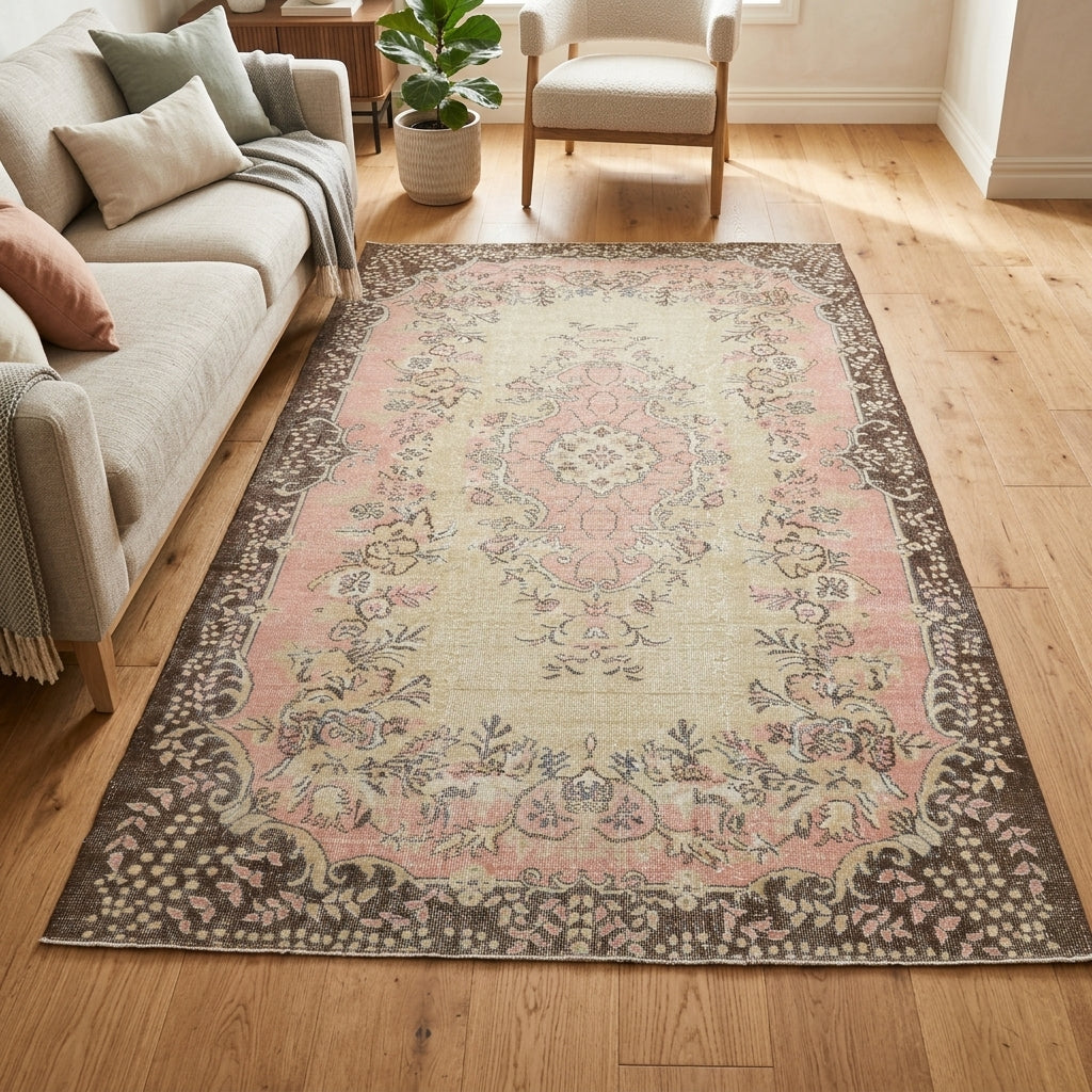 Tribal and oriental pattern on the Nikokome Avianna vintage area rug – handmade in Anatolia, Turkey