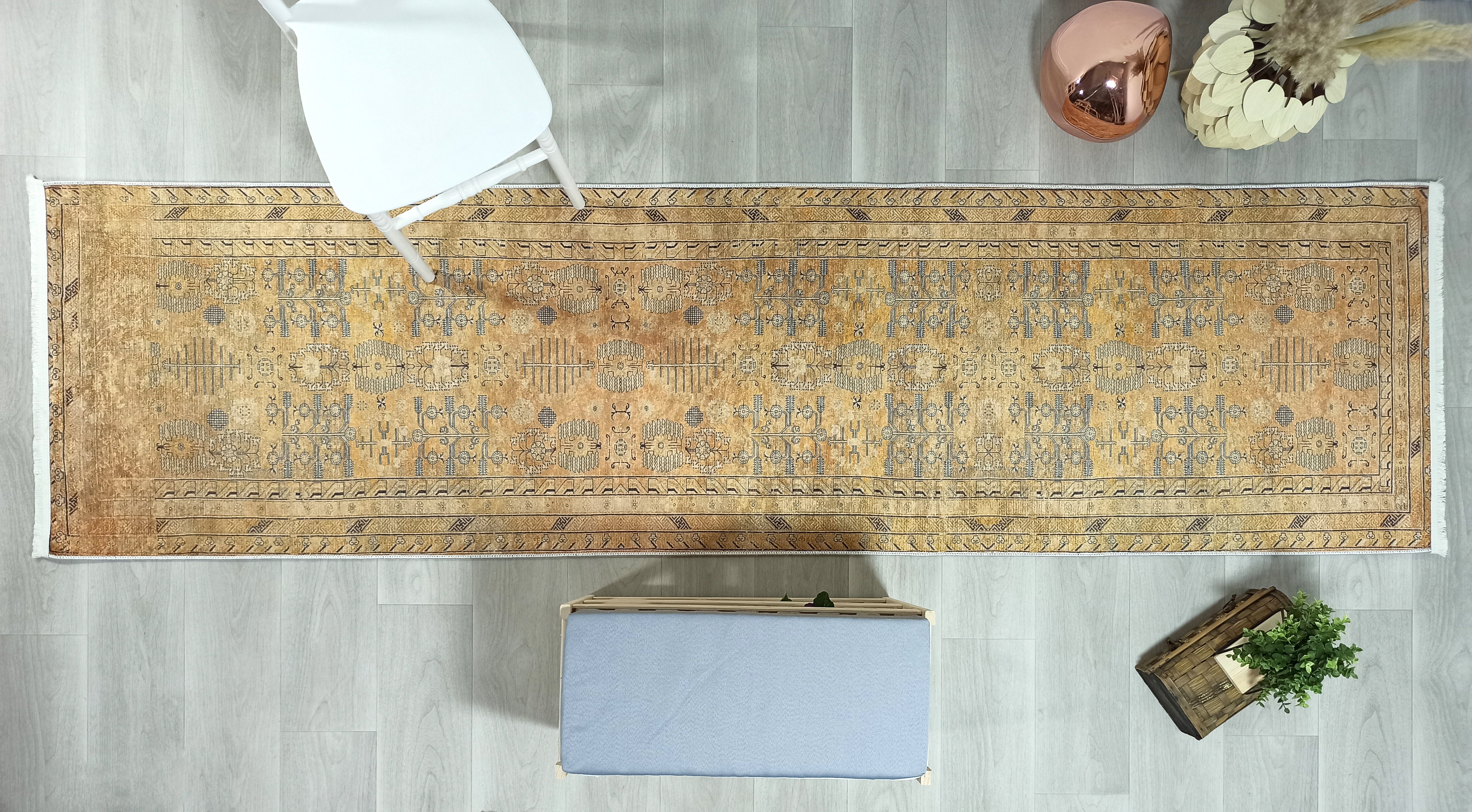 Persian Style Beige Yellow Vintage Design Rug