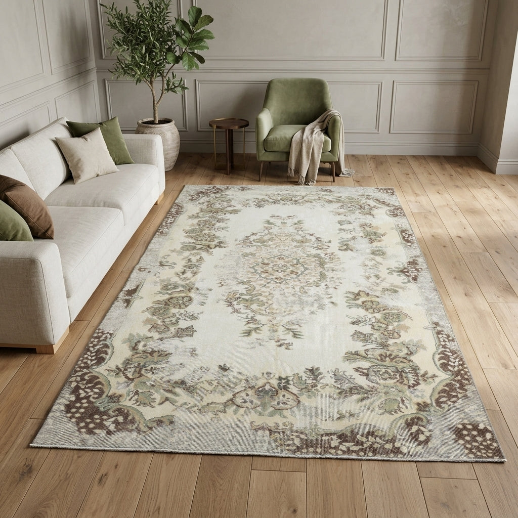 Tribal pattern on the Nephope Ayhan vintage area rug – handmade in Anatolia, Turkey