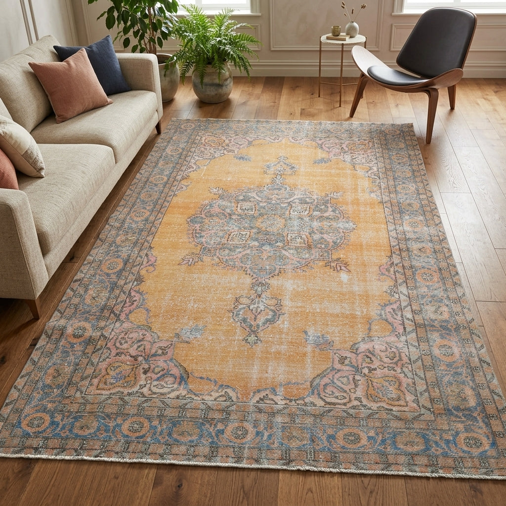 Oriental pattern on the Mihrimah Ayten vintage area rug – handmade in the Persian region
