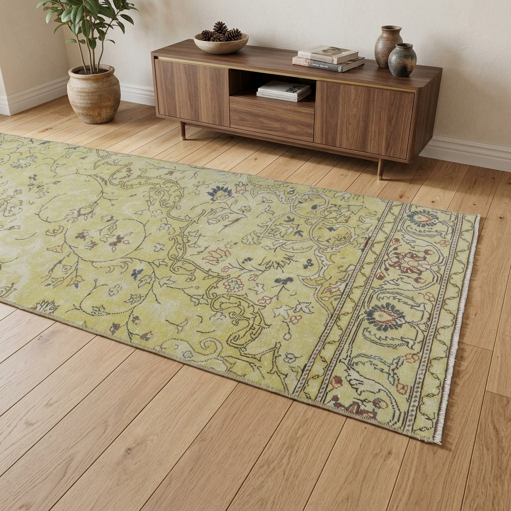 Tribal pattern on the Kalliboule Betullan vintage runner rug – handmade in Anatolia, Turkey
