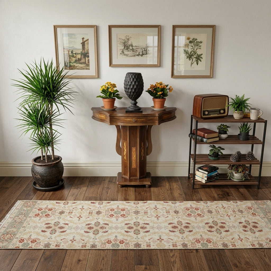 Floral pattern on the Isonesia Beyhatun vintage runner rug – handmade in Anatolia, Turkey