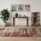 Tribal pattern on the Isiksu Beyzan distressed vintage runner rug – handmade in Anatolia, Turkey
