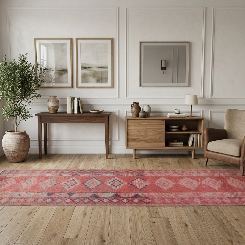 Humeyragul Bukuk Red & Pink Diamond Vintage Anatolian Runner by Fame Rugs – one-of-a-kind vintage runner