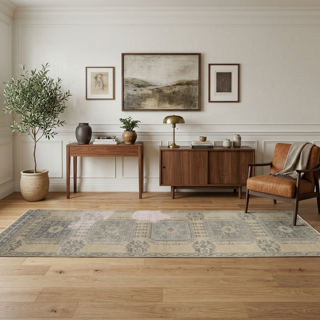 Pattern on the Sabahbahce vintage runner rug – handmade in Turkey