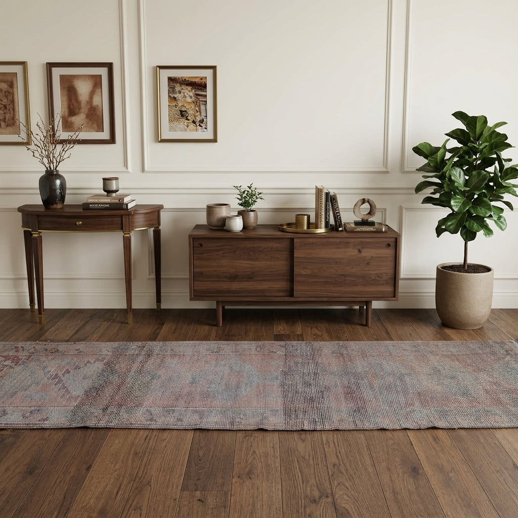 Tribal pattern on the Hedydora Canfeza vintage runner rug – handmade in Anatolia, Turkey