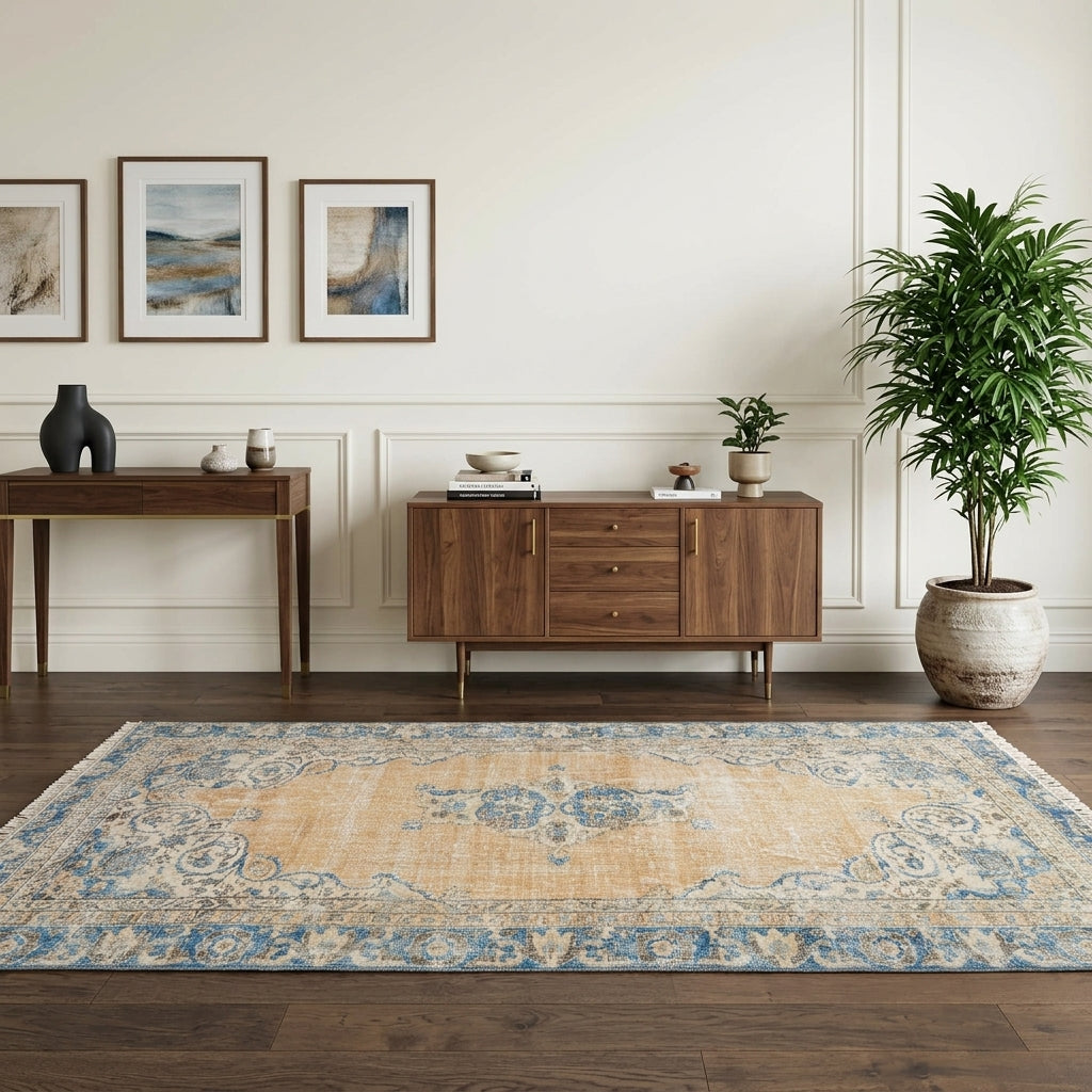Oriental pattern on the Gultac Catherine vintage runner rug – handmade in Anatolia, Turkey