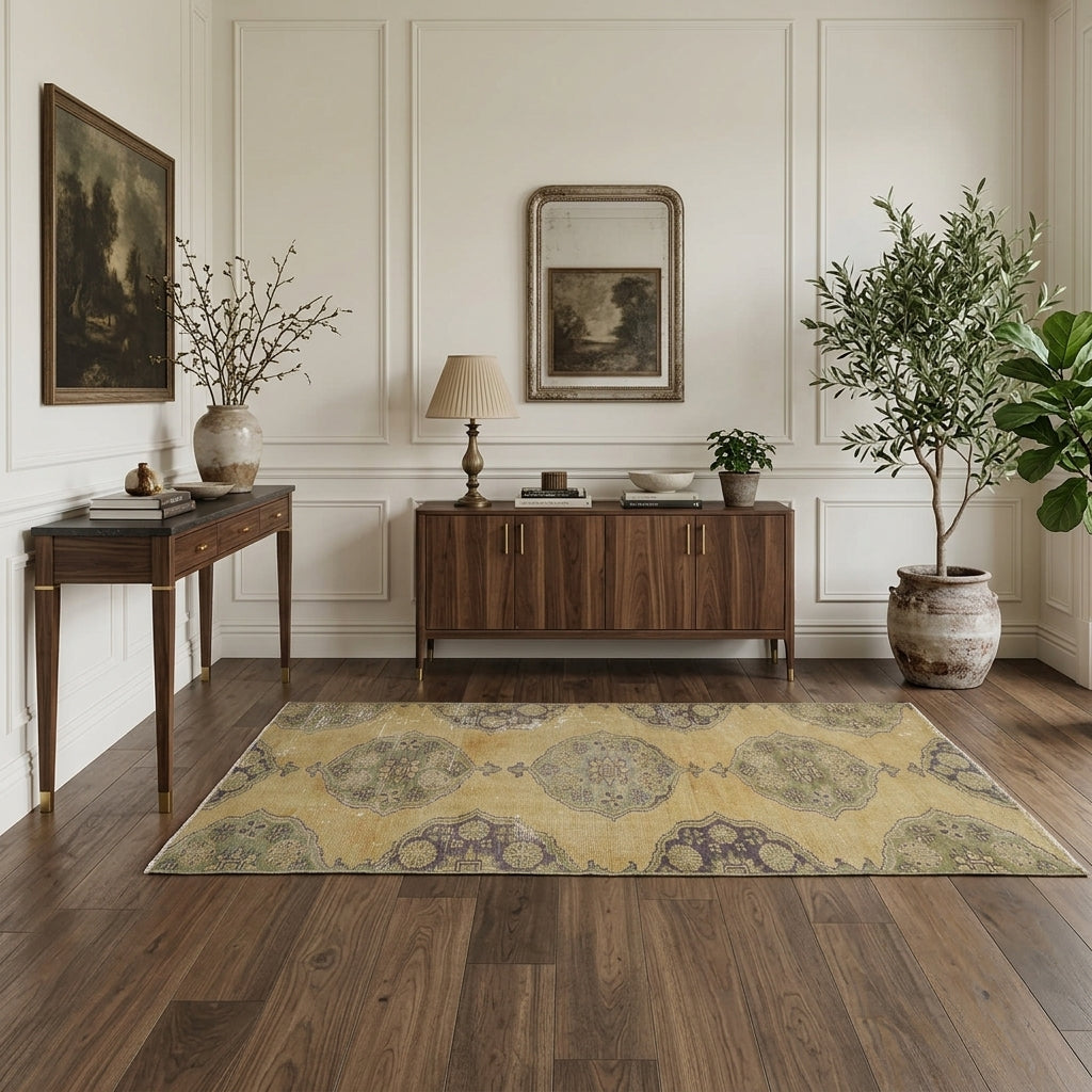 Oriental pattern on the Gokbike Celile vintage runner rug – handmade in Anatolia, Turkey