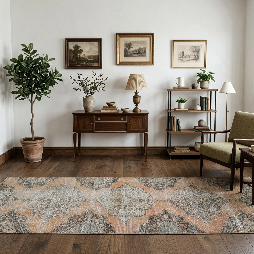 Pattern on the Glykophora Cemile vintage runner rug – handmade in Turkey