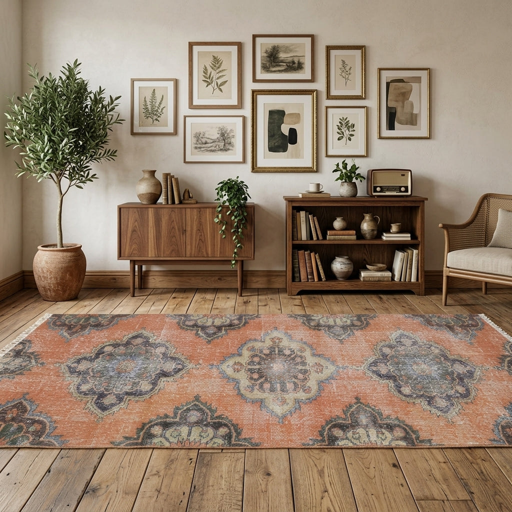 Ikat pattern on the Nerissa vintage runner rug – handmade in Anatolia, Turkey