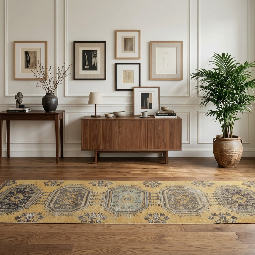 Floral pattern on the Galenolampe Ciglik vintage runner rug – handmade in Anatolia, Turkey
