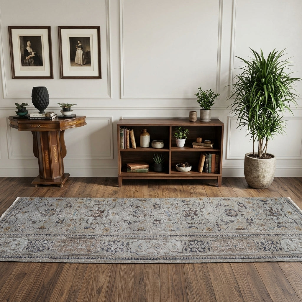 Floral pattern on the Fulyayar Ciler vintage runner rug – handmade in Anatolia, Turkey
