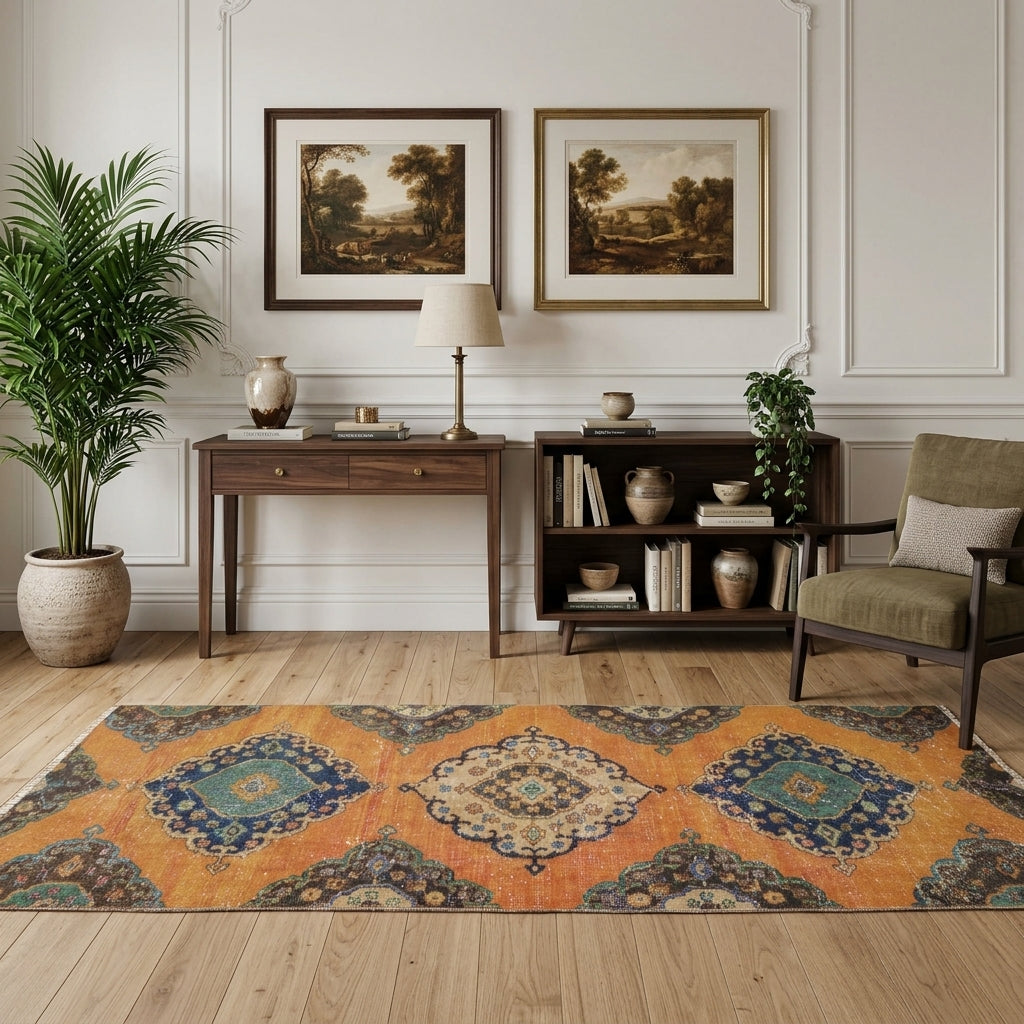 Ikat pattern on the Nephekome vintage runner rug – handmade in Anatolia, Turkey