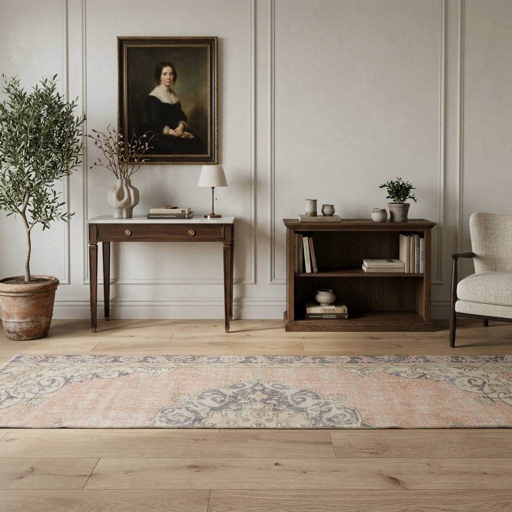 Oriental pattern on the Esenpare Delaney vintage runner rug – handmade in Anatolia, Turkey