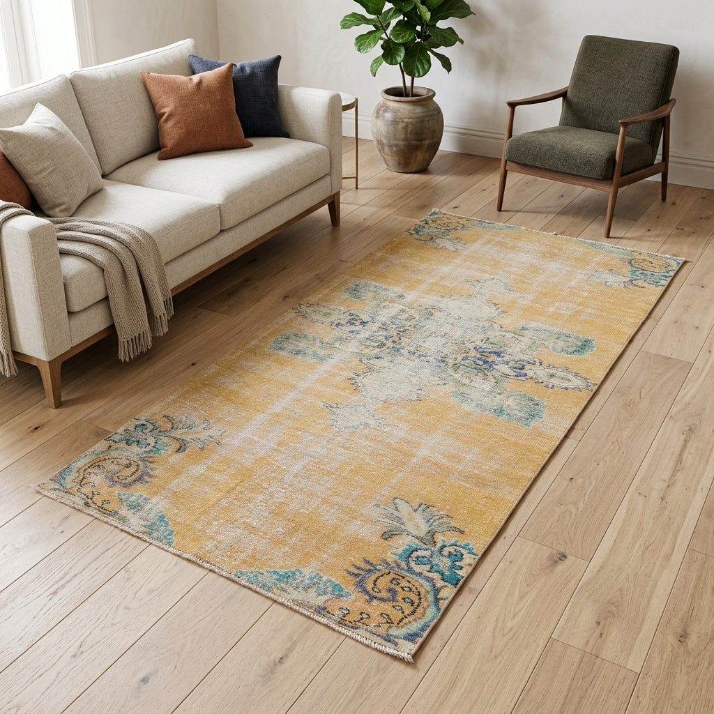 Oriental pattern on the Ianthekleia vintage area rug – handmade in Anatolia, Turkey
