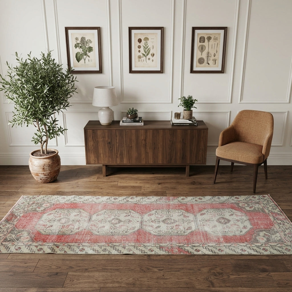 Oriental pattern on the Charitodora Eleanor vintage runner rug – handmade in Anatolia, Turkey