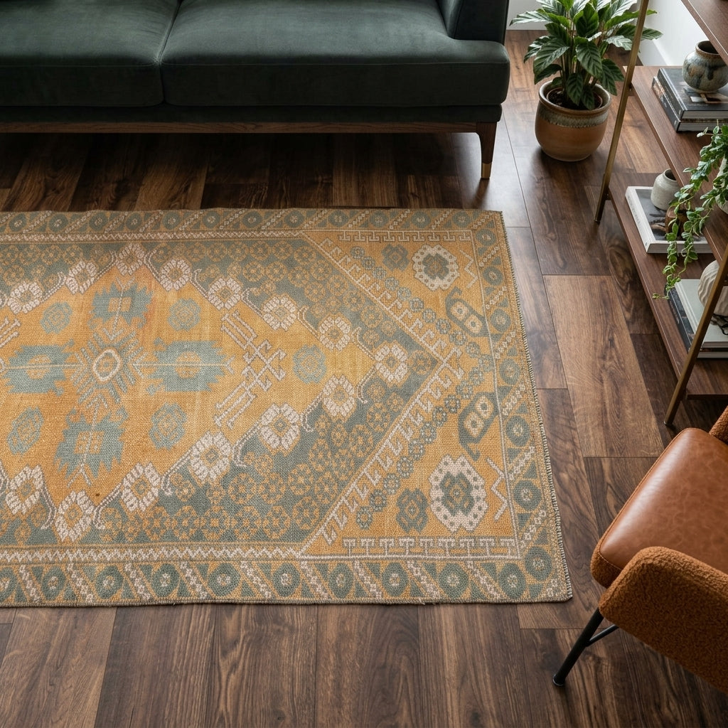 Oriental pattern on the Irinia vintage area rug – handmade in Anatolia, Turkey