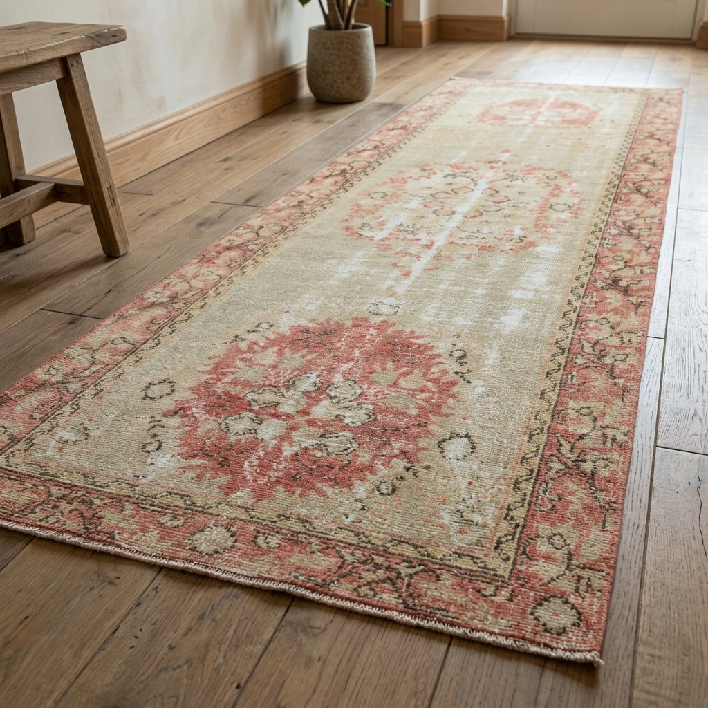 Tribal pattern on the Gulnihal vintage area rug – handmade in Anatolia, Turkey