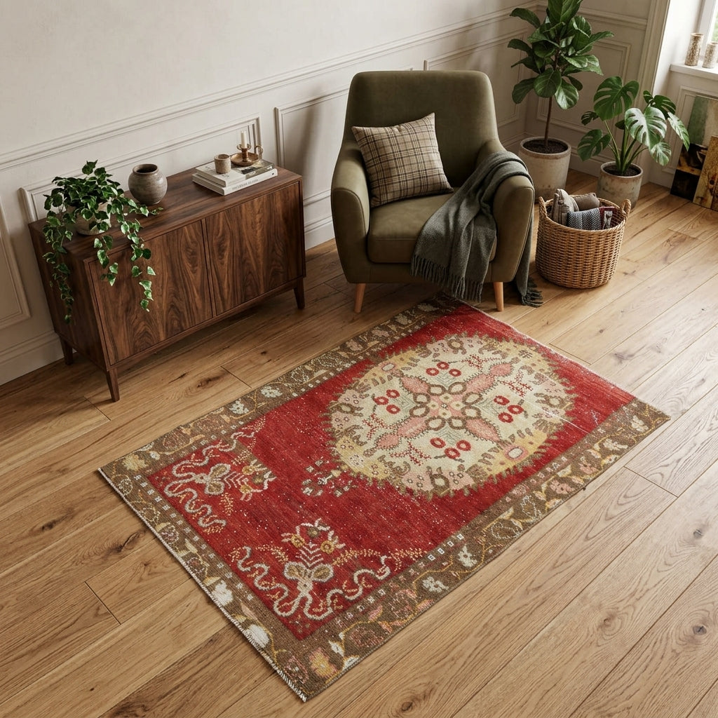 Oriental pattern on the Ceydapezir vintage area rug – handmade in Anatolia, Turkey