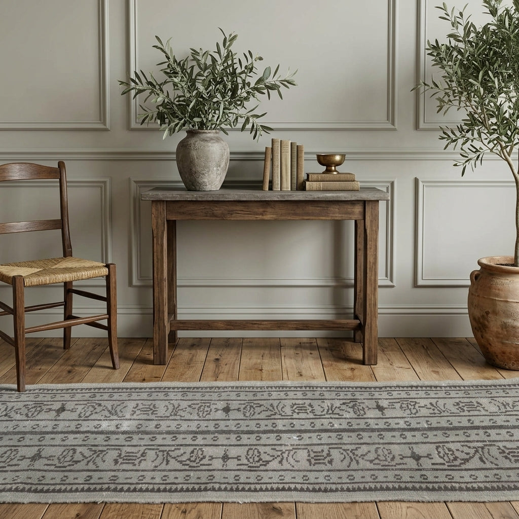 Floral pattern on the Philippis vintage kilim runner rug – handwoven flatweave in Anatolia, Turkey