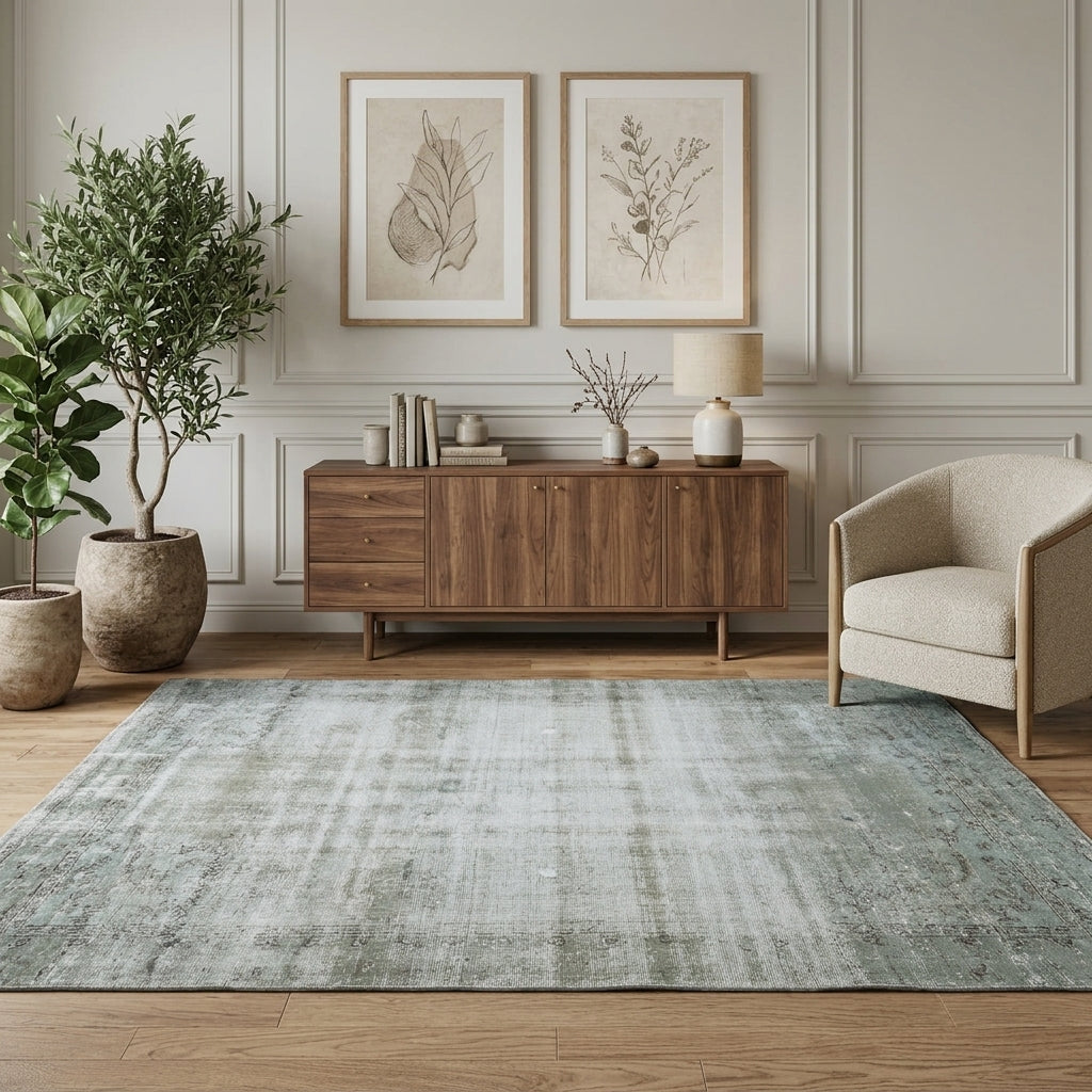 Tribal pattern on the Buba Erdeni antique washed vintage runner rug – handmade in Anatolia, Turkey